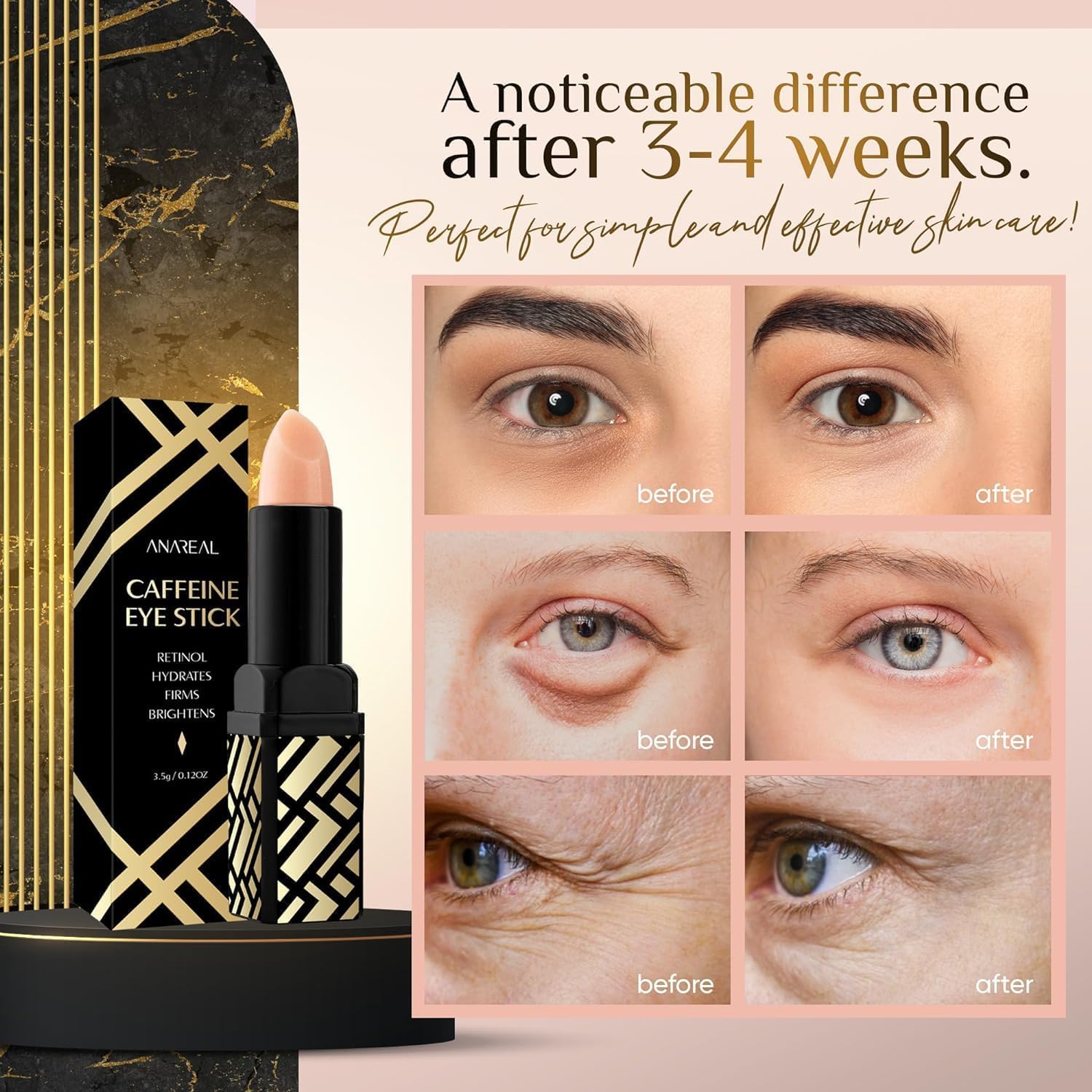 ANAREAL Caffeine Under Eye Balm Stick – Hydrating Eye Care for Dark Circles & - ANAREAL Official Product View 4