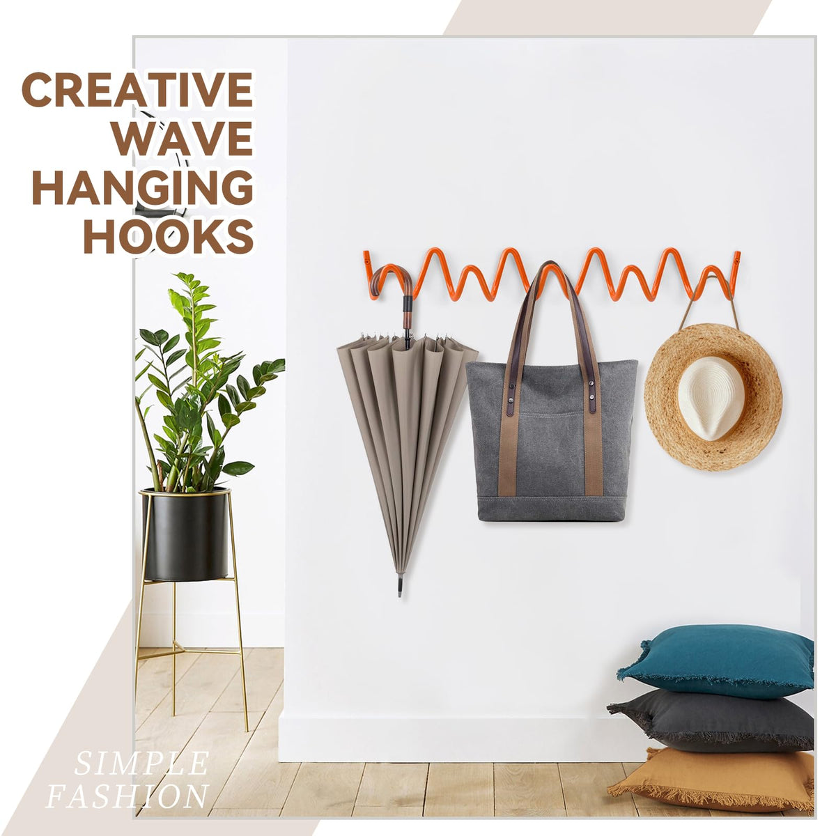 Coat Rack Wall Mount Creative Wave Wall Hooks 20KG Capacity - Bumtosc Official Imagery - 8