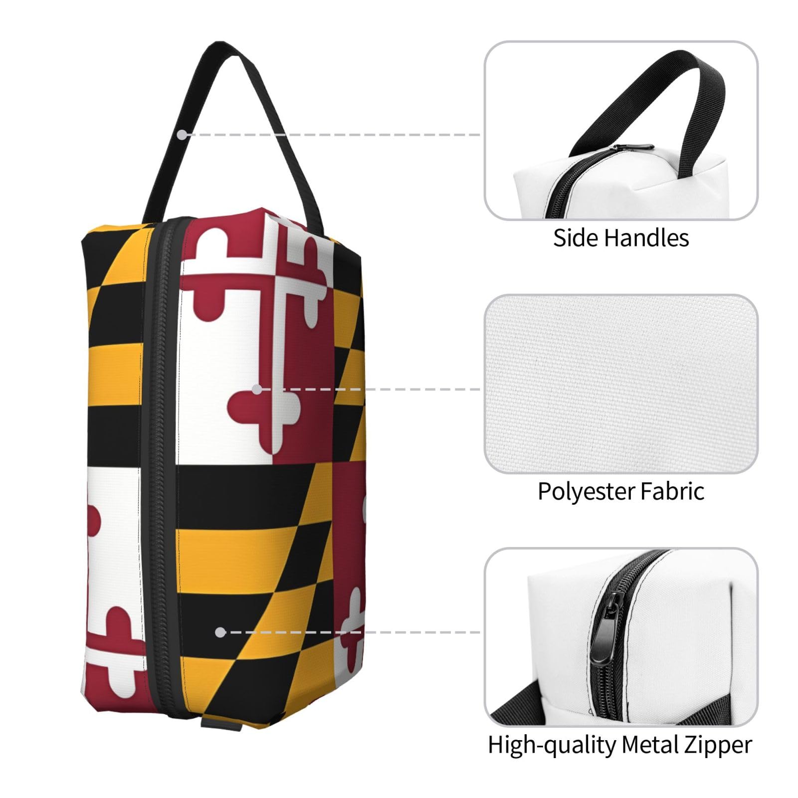 SXZVVBN Flag of Maryland Large Capacity Travel Toiletry Bag Durable Oxford Cloth Makeup Organizer Cosmetic Pouch