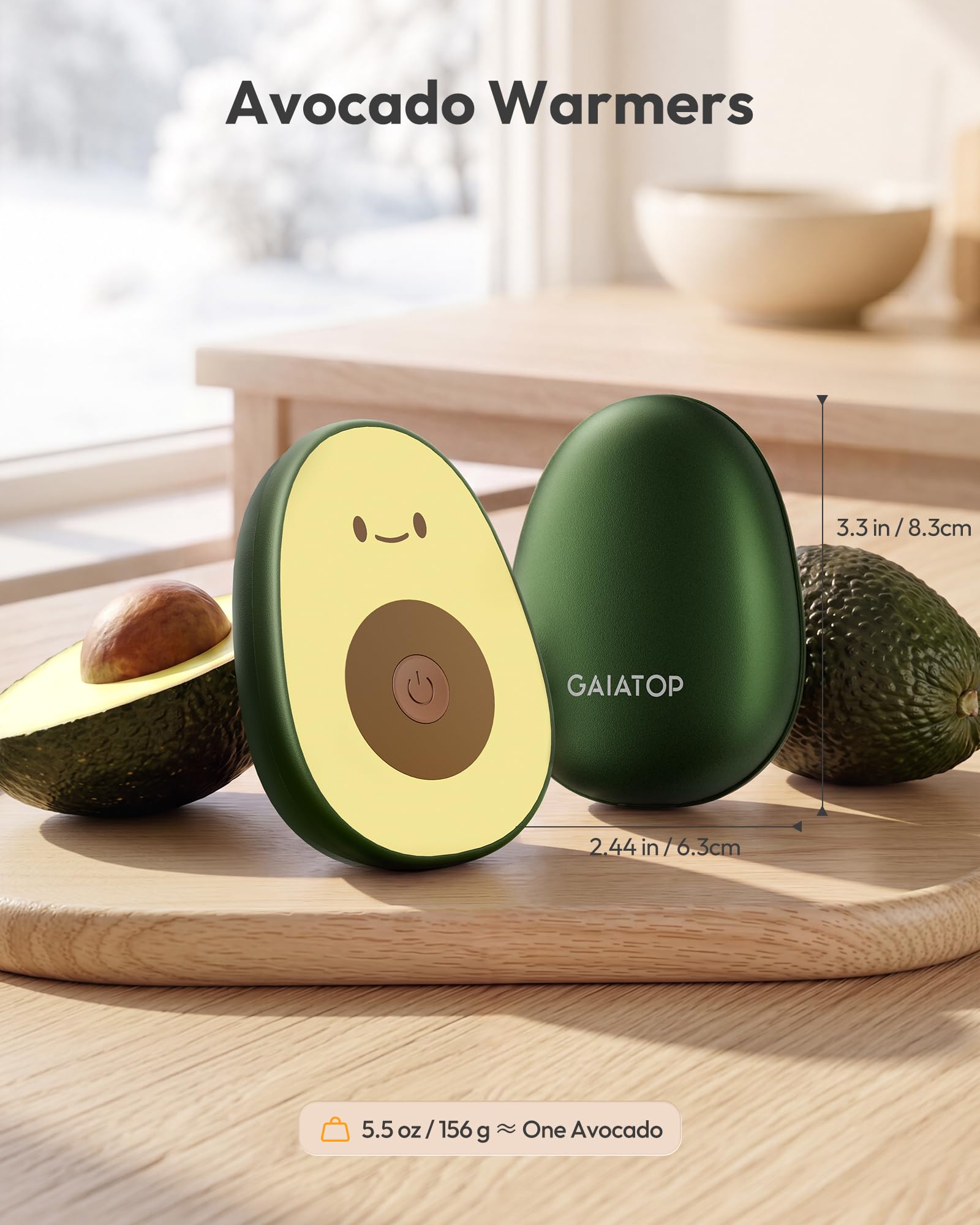 Gaiatop Rechargeable Hand Warmers 2 Pack, Magnetic, Avocado - View 2