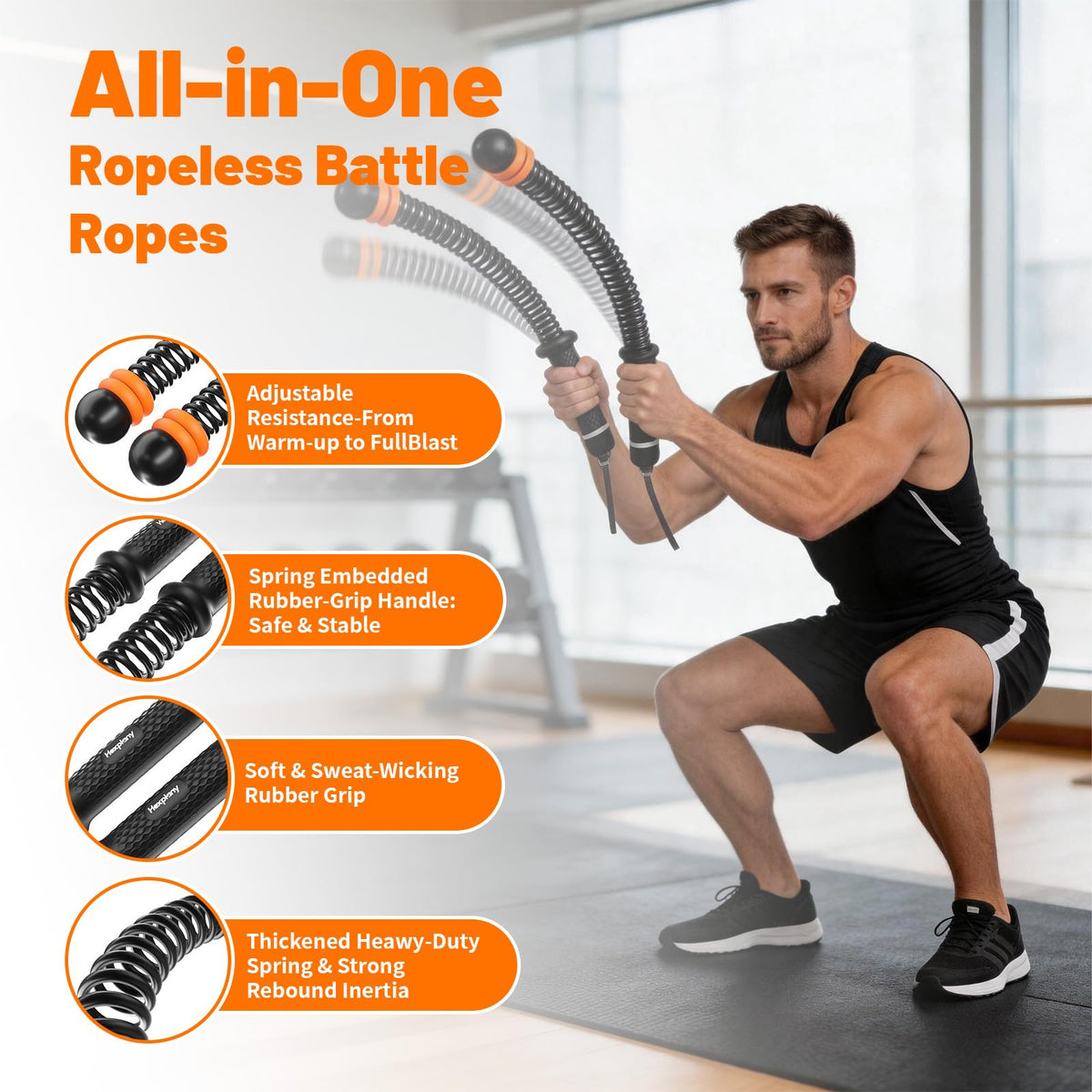 Ropeless Battle Ropes with Adjustable Weight Unisex for Home - Hexplany Official Imagery - 5