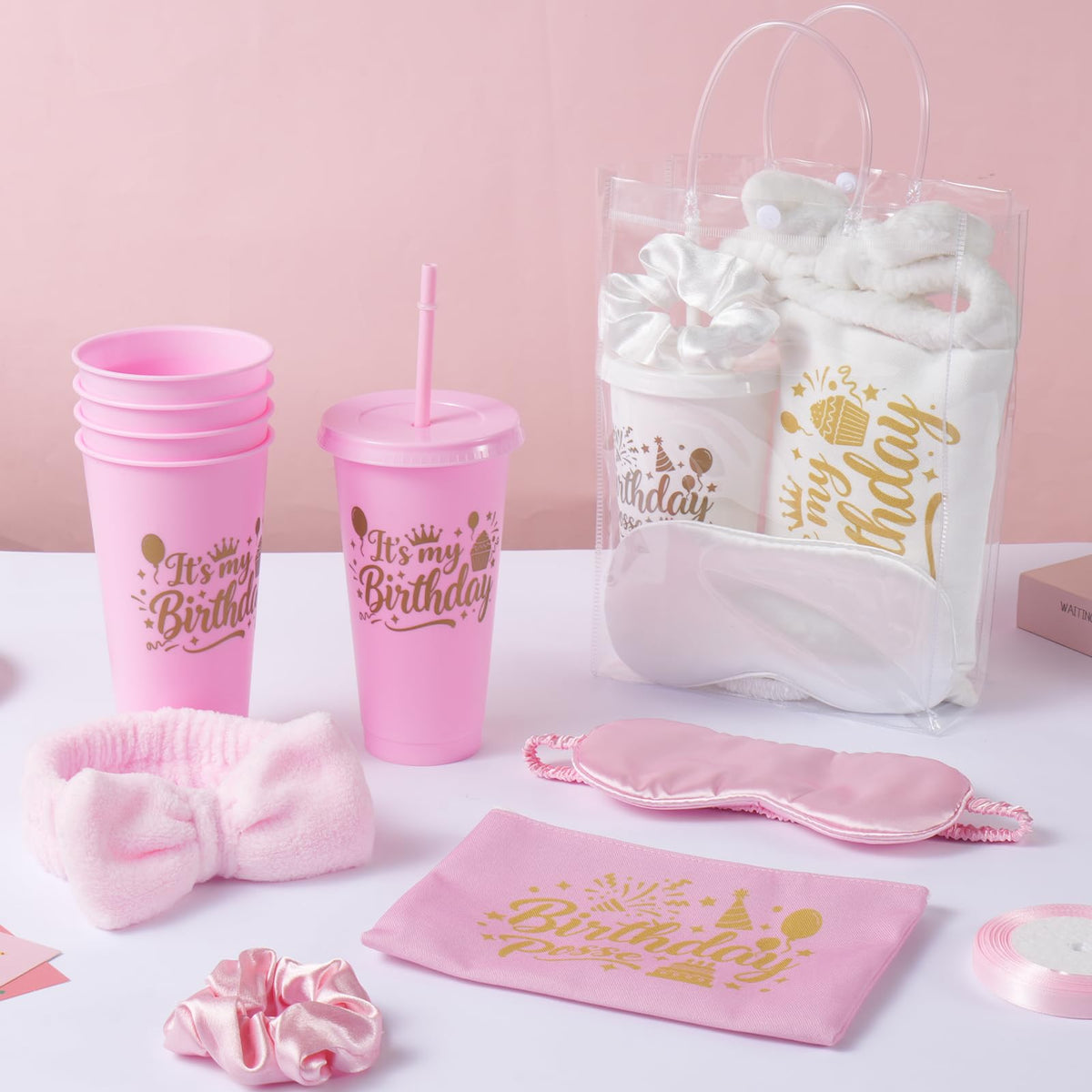 6 Sets Pink Birthday Posse Party Favors for Women Girls - Wenceda Official Imagery - 3