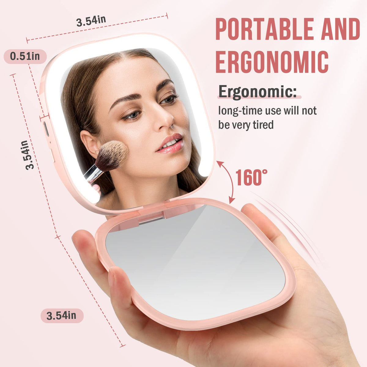 Bright Compact Mirror with Durable Rechargeable 1X 3X - MY BEAUTY LIGHT Official Imagery - 3