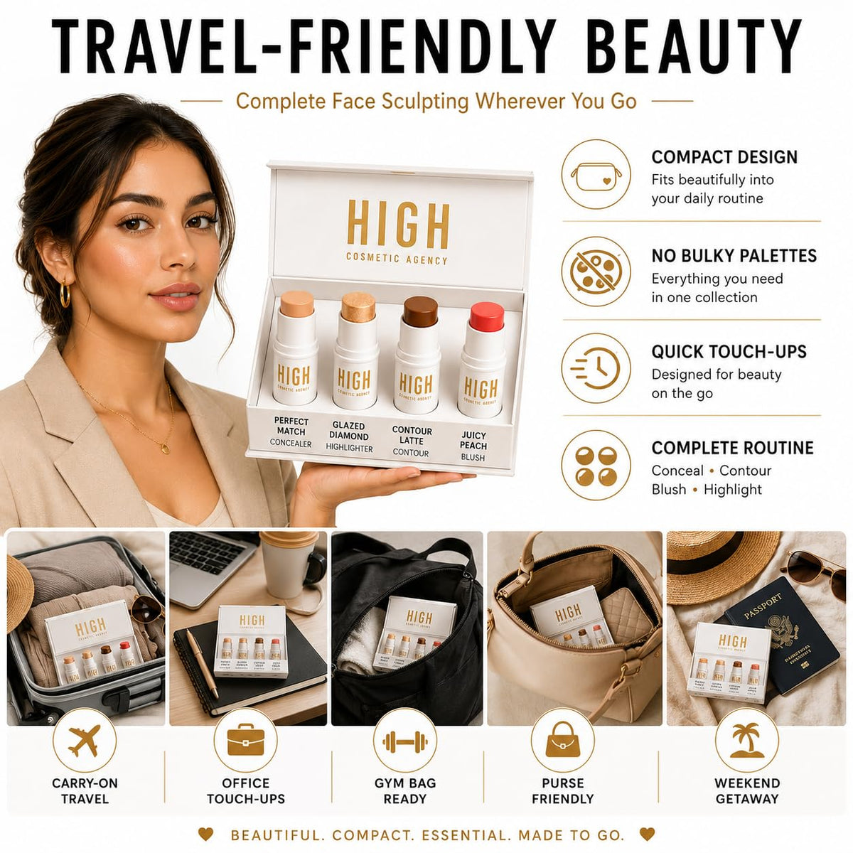 TO GO Face Sculpting Cream Stick Set 4 Piece Concealer - HIGH COSMETIC AGENCY Official Imagery - 8