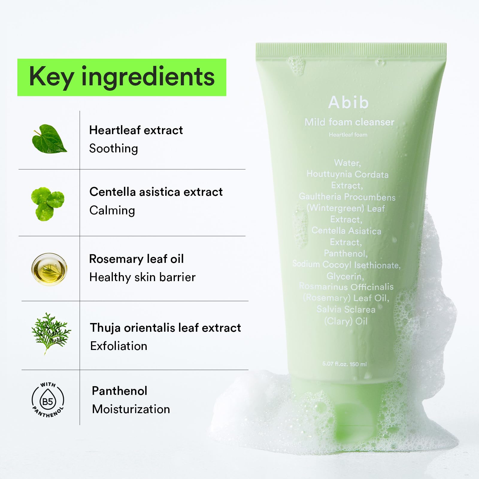 Abib Mild Foam Cleanser Heartleaf Foam 5.07 fl.oz, Low pH Koreran Face Wash for - Abib Official Product View 5