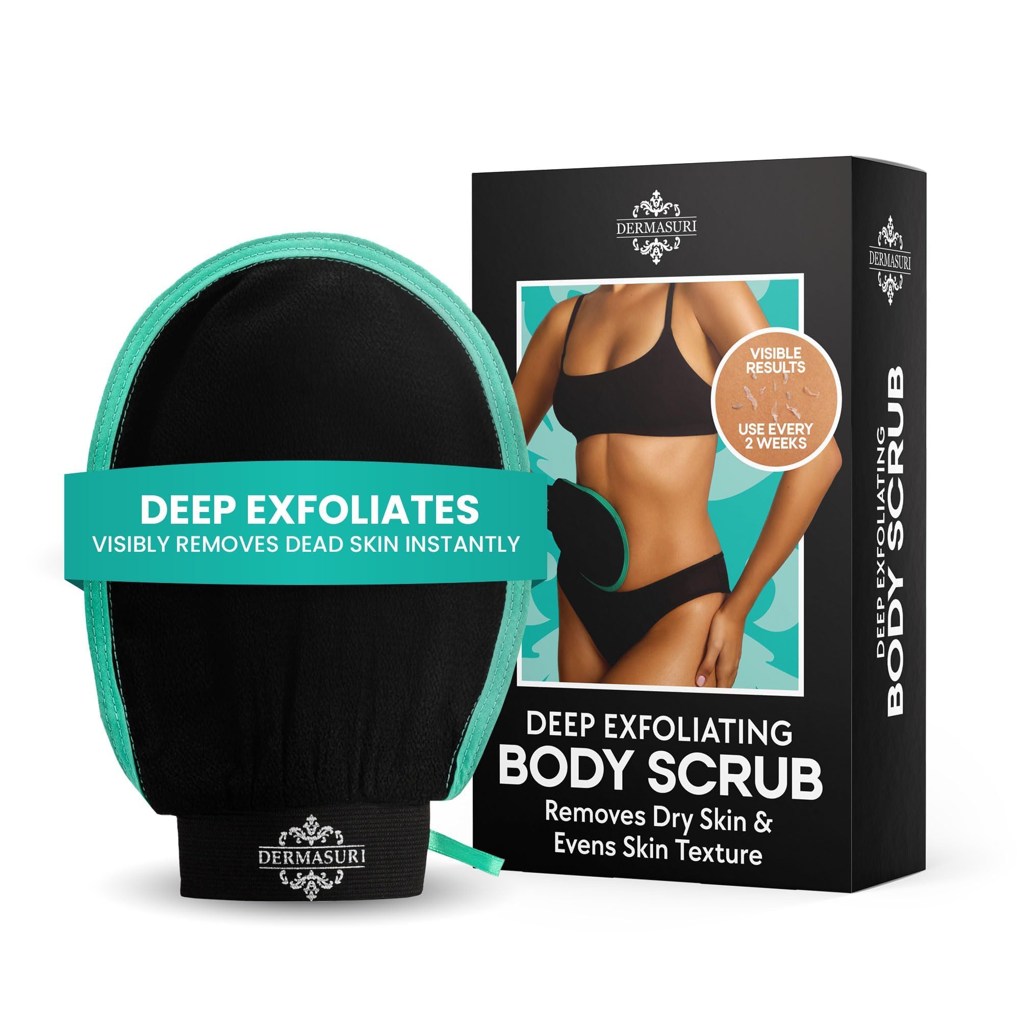 Dermasuri Exfoliating Body Scrubber Glove, Exfoliating Glove, Black - Dermasuri Official Product View 2