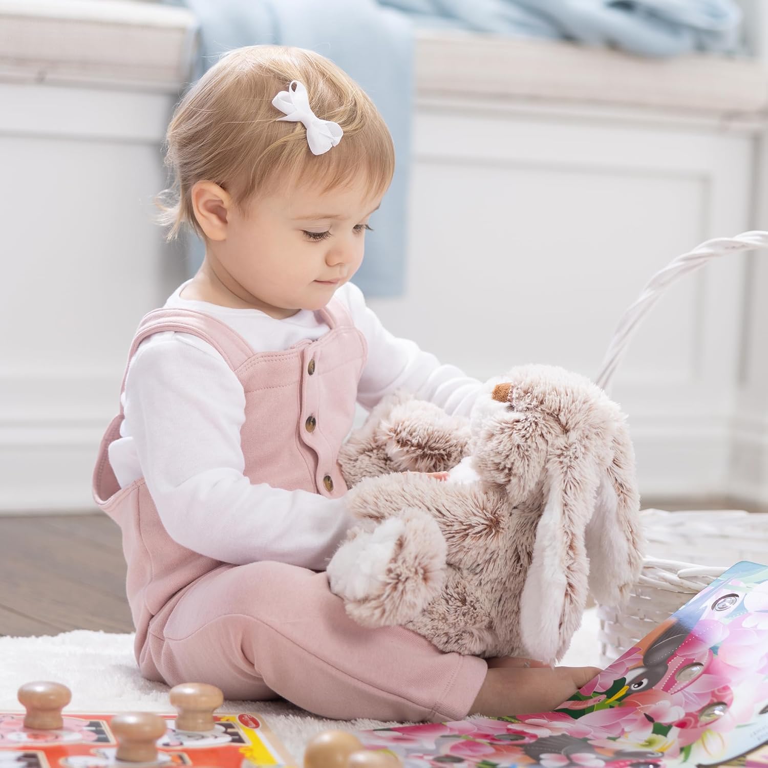 Elefair Melissa & Doug Burrow Bunny stuffed animal plush with big feet, soft and cuddly bunny toy for children