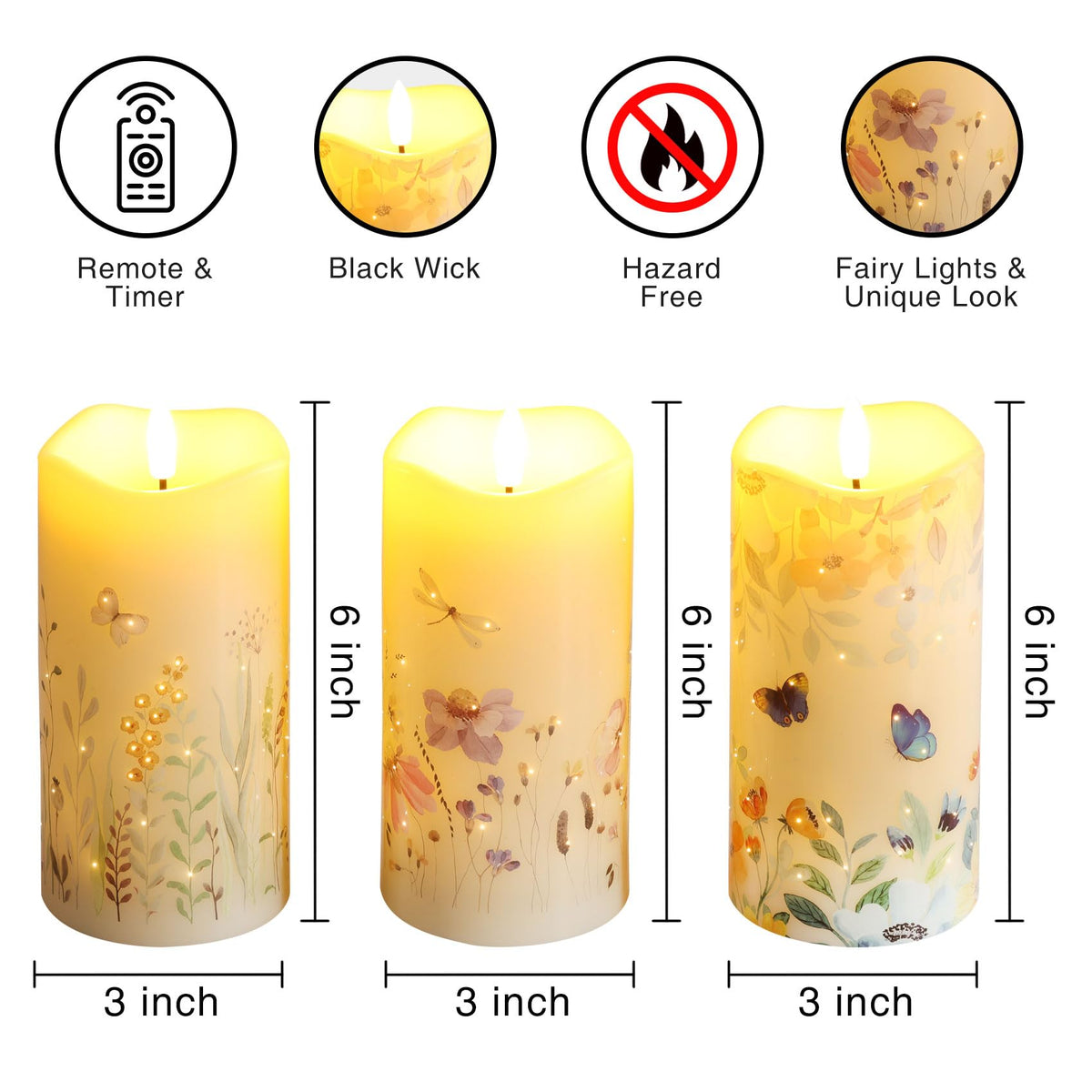 Butterfly Fiber Optic Flameless Pillar Candles with Remote 3 - Eywamage Official Imagery - 3