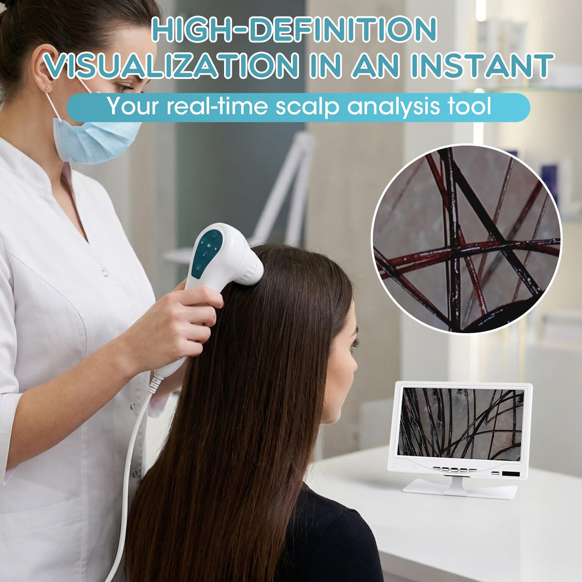 7 Inch Scalp Skin Analysis Microscope 50X 200X Dual Lens HD - Lmaqfum Official Imagery - 4
