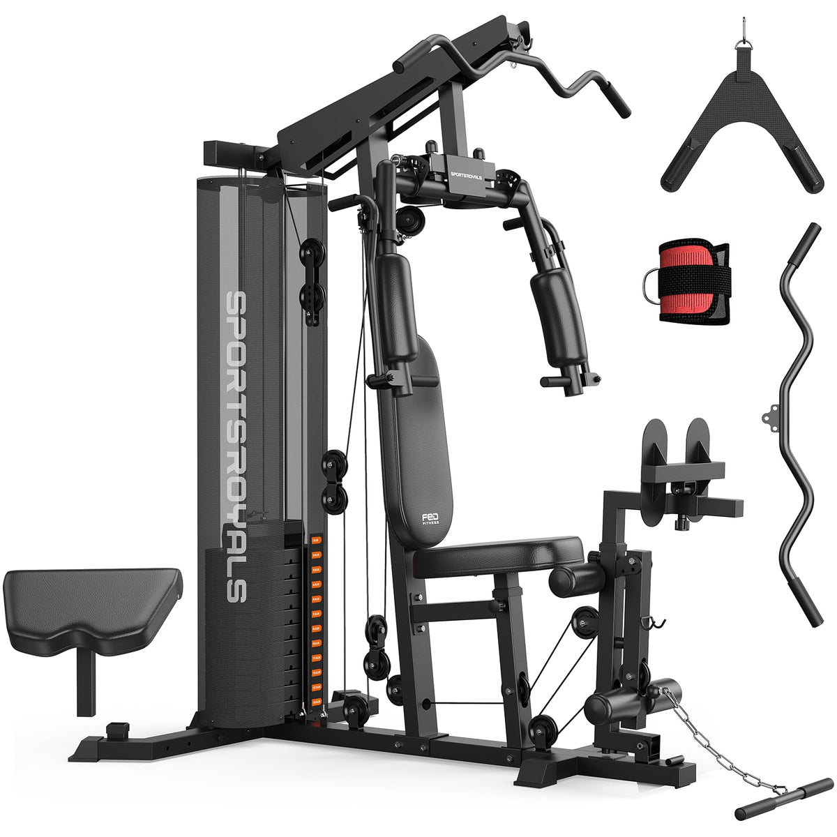 SPORTSROYALS Home Gym Workout Station with 150LBS Weight - Sportsroyals Official Imagery - 1