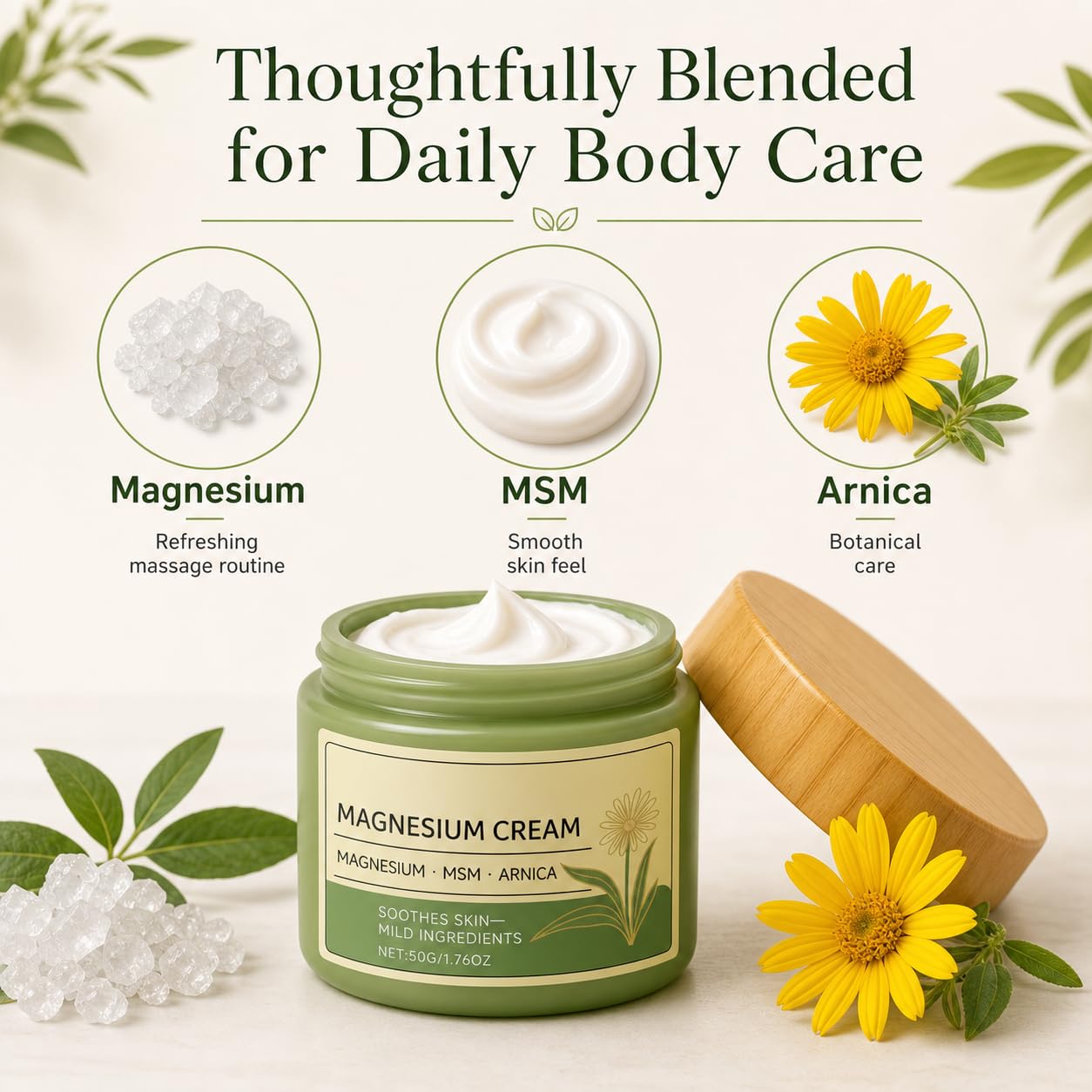 Total Relief Magnesium Cream with MSM & Arnica, 2 Pack, for Legs & Feet