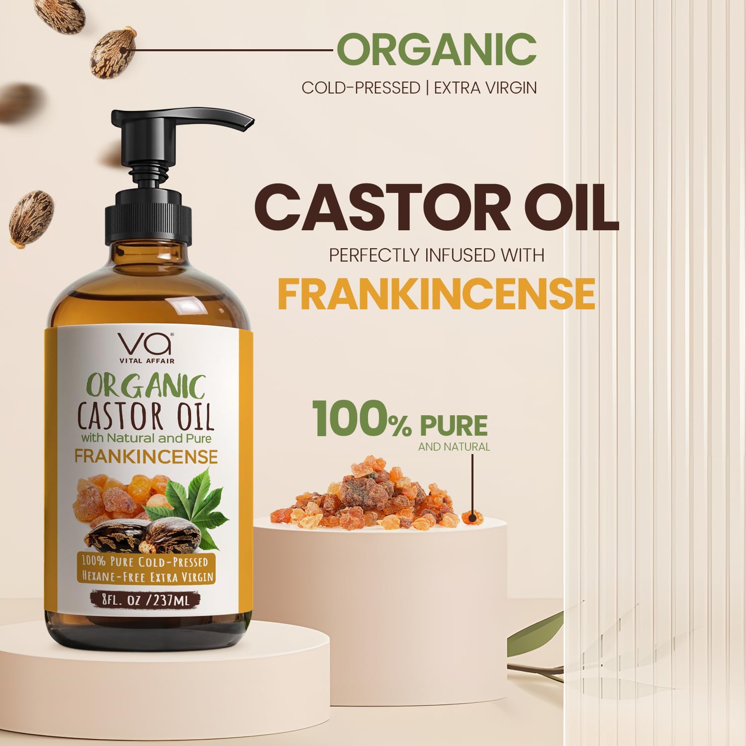 VITAL AFFAIR Organic Castor Oil with Frankincense Oil Glass Bottle For Face & Hair - VITAL AFFAIR Official Product View 3