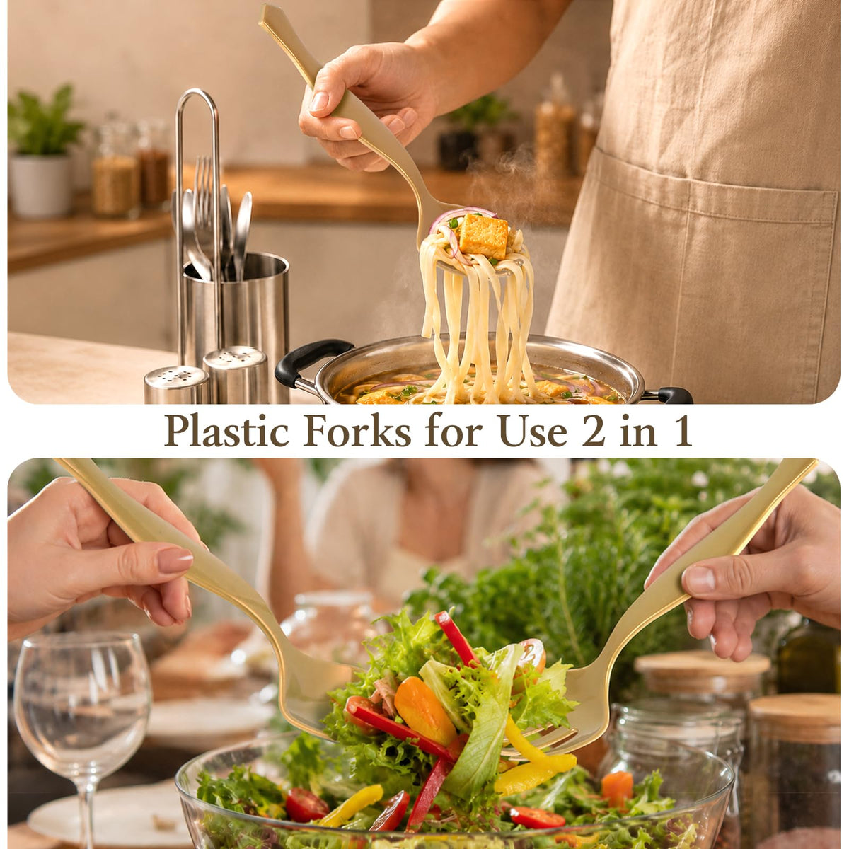 Mwellewm 36Pc Gold Plastic Serving Utensils Set Disposable - mwellewm Official Imagery - 4
