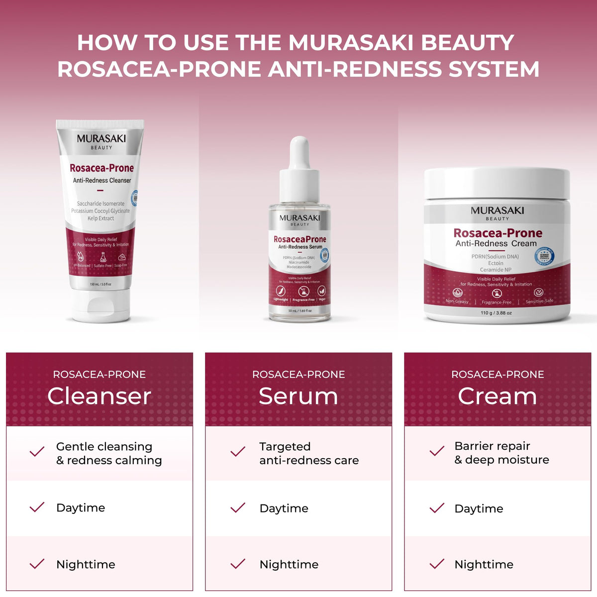 Rosacea Treatment for Face Anti Redness Barrier Cream 2Pack - MURASAKI BEAUTY Official Imagery - 6