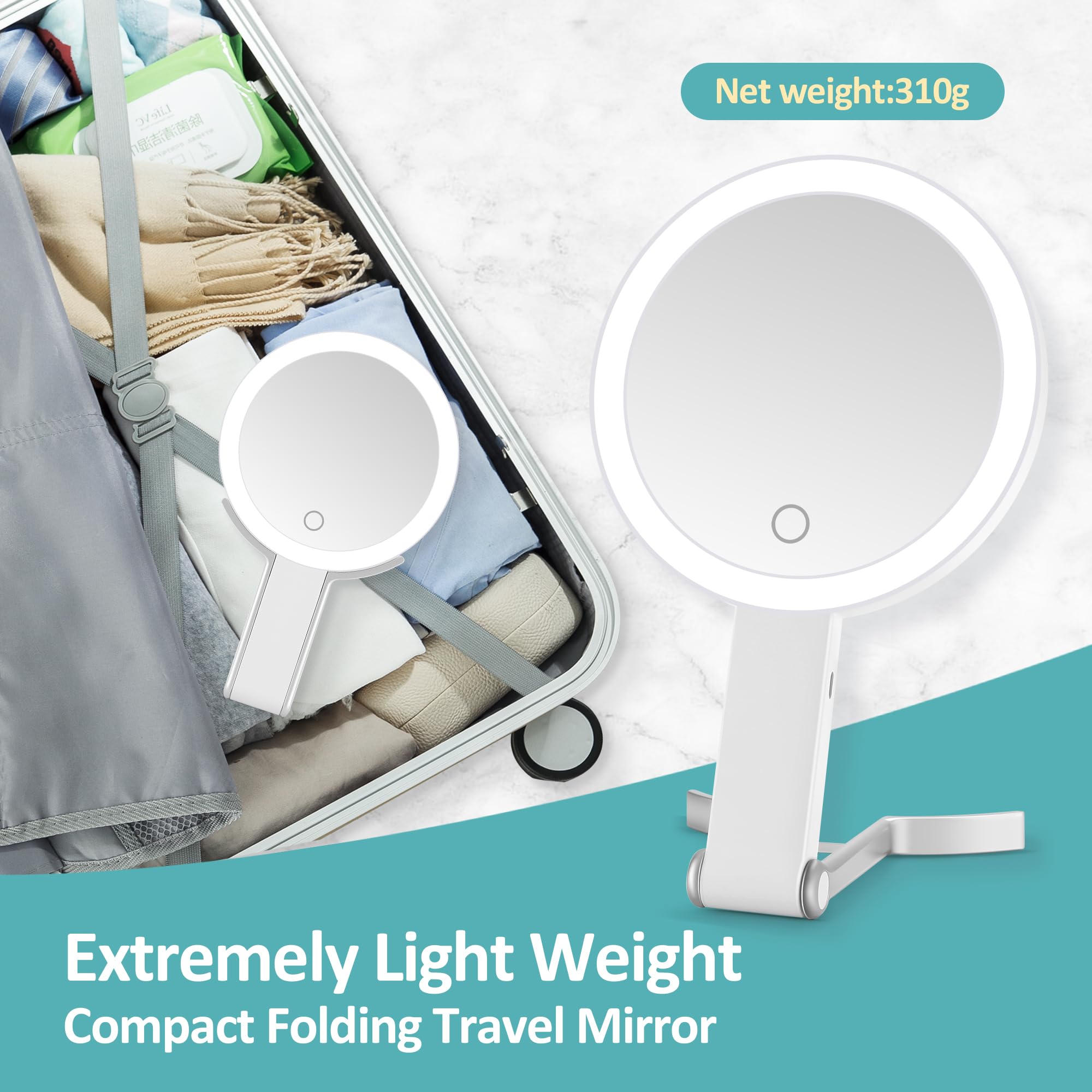 B Beauty Planet 30x/1x Magnifying Travel Mirror with Light, Double-Sided Recharg - B Beauty Planet Official Product View 6