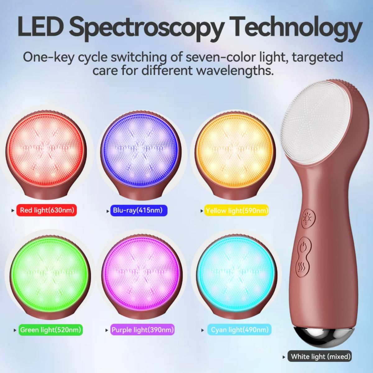 Colorful LED Silicone Face Brush Sonic Vibration Heat - Yi Dong Official Imagery - 6