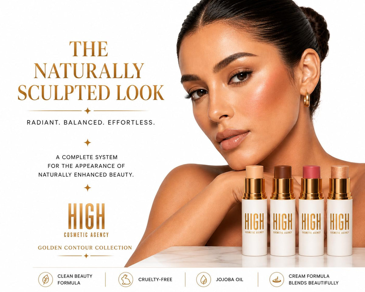 Golden Complete Face Sculpting Kit 4 Piece Cream Stick - HIGH COSMETIC AGENCY Official Imagery - 6