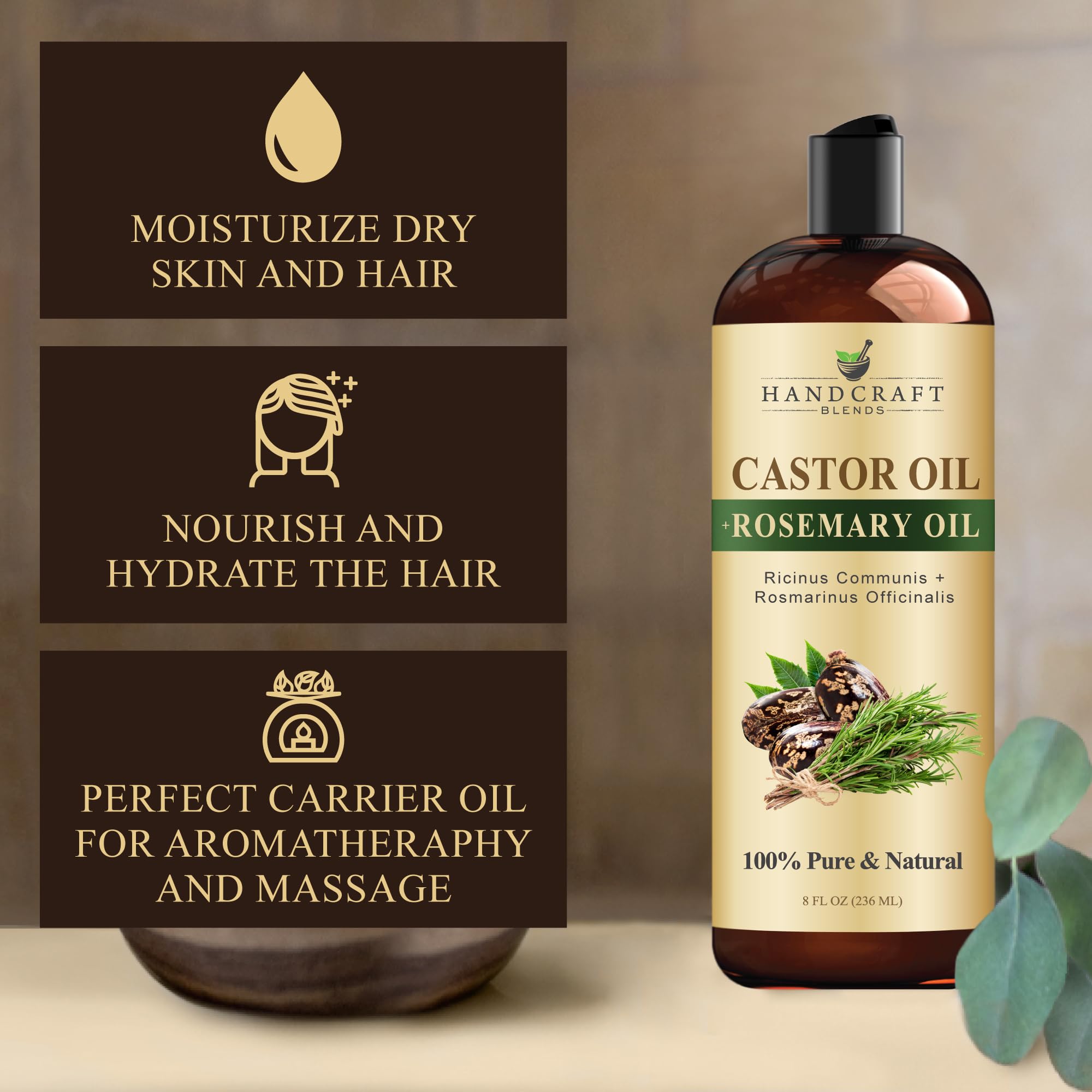 Handcraft Blends Castor Oil with Rosemary Oil - 8 Fl Oz - Handcraft Blends Official Product View 8