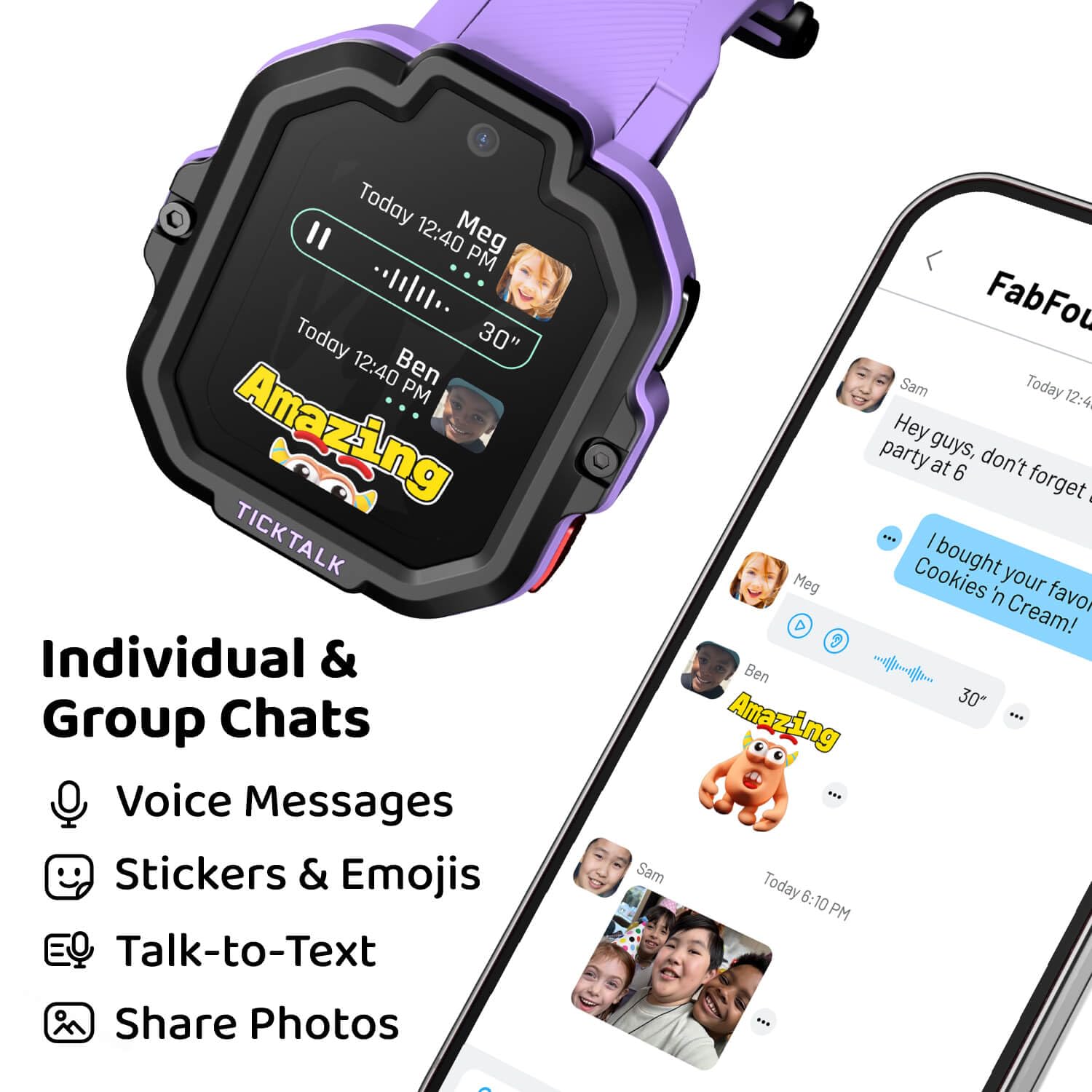 TickTalk5 Kids Smart Watch with GPS Tracker, Calls, Texts & SOS Ages 3 - View 3