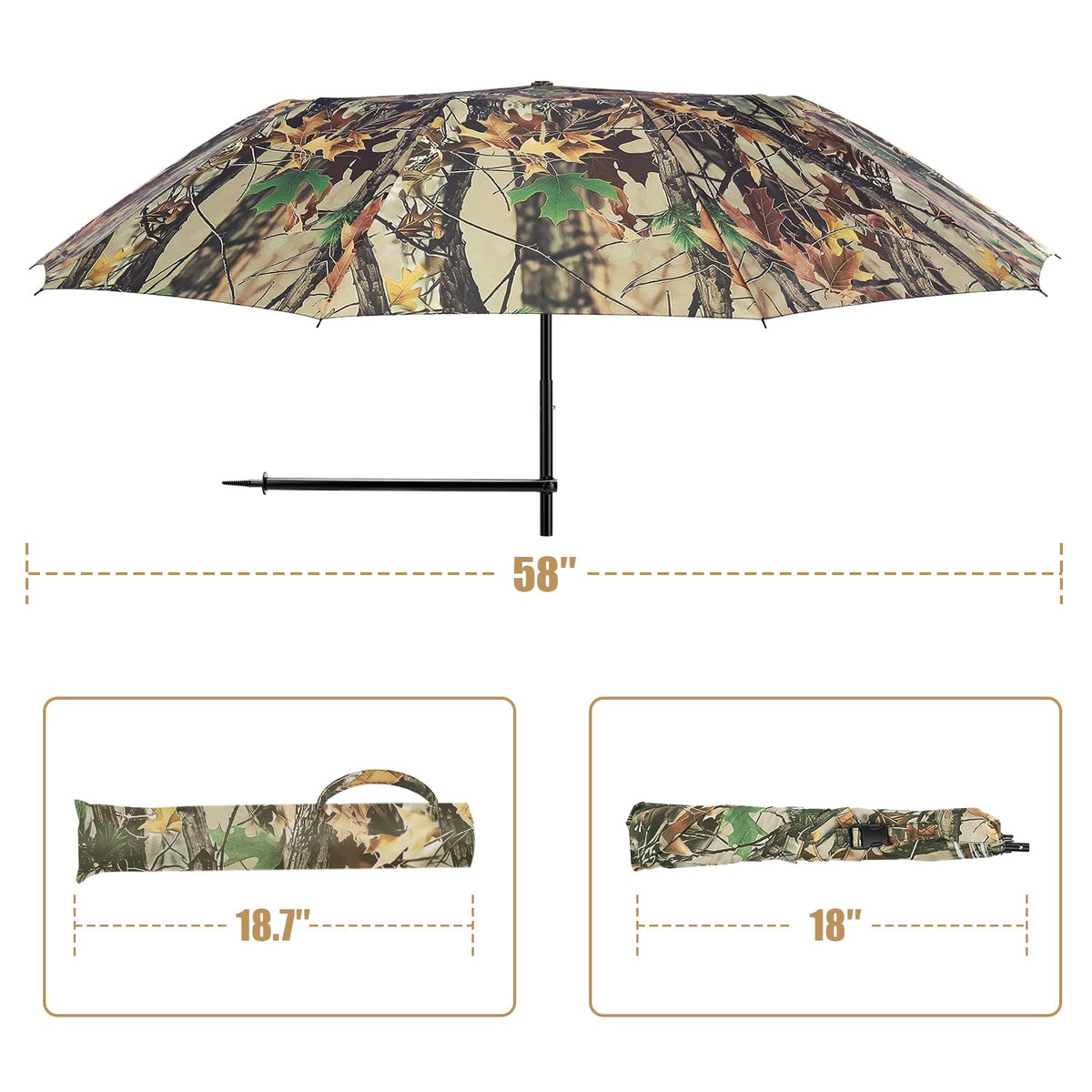 58 Wide Tree Stand Umbrella with Heavy Duty Rod Durable - Kalkal Official Imagery - 6