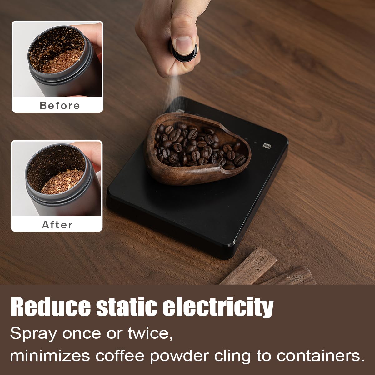 MIGAKU HOME Coffee Bean Dosing Cup & RDT Spray Bottle Set - Walnu - MIGAKU HOME Official Product View 5