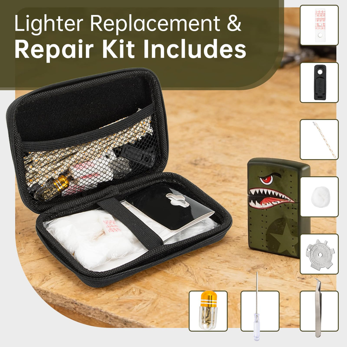 Lighter Repair Kit Compatible with Zippo Includes Flints - MEIJIAYOU Official Imagery - 7