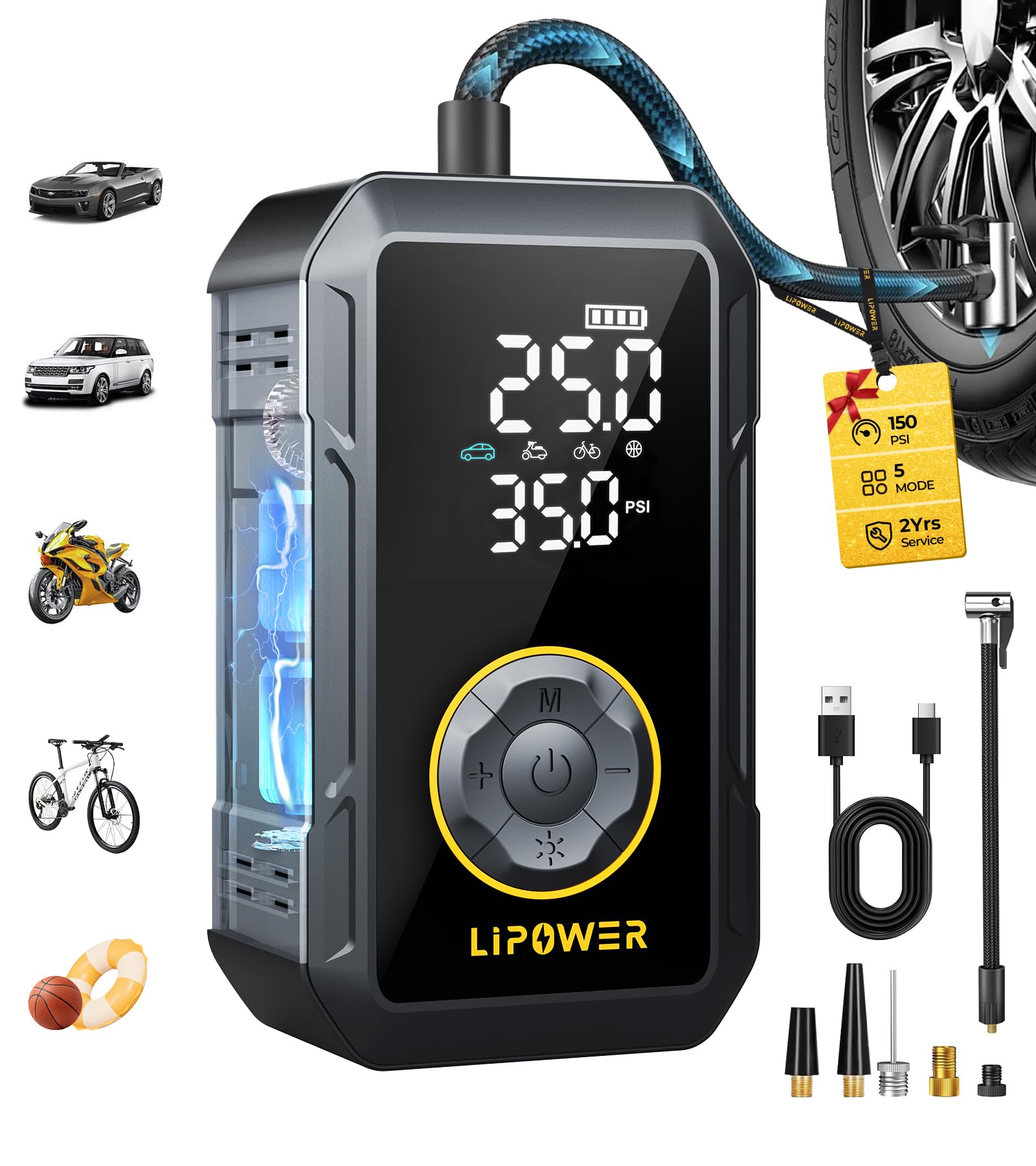 Tire Inflator Portable Air Compressor for Car, Bikes, Motorcycle - View 1