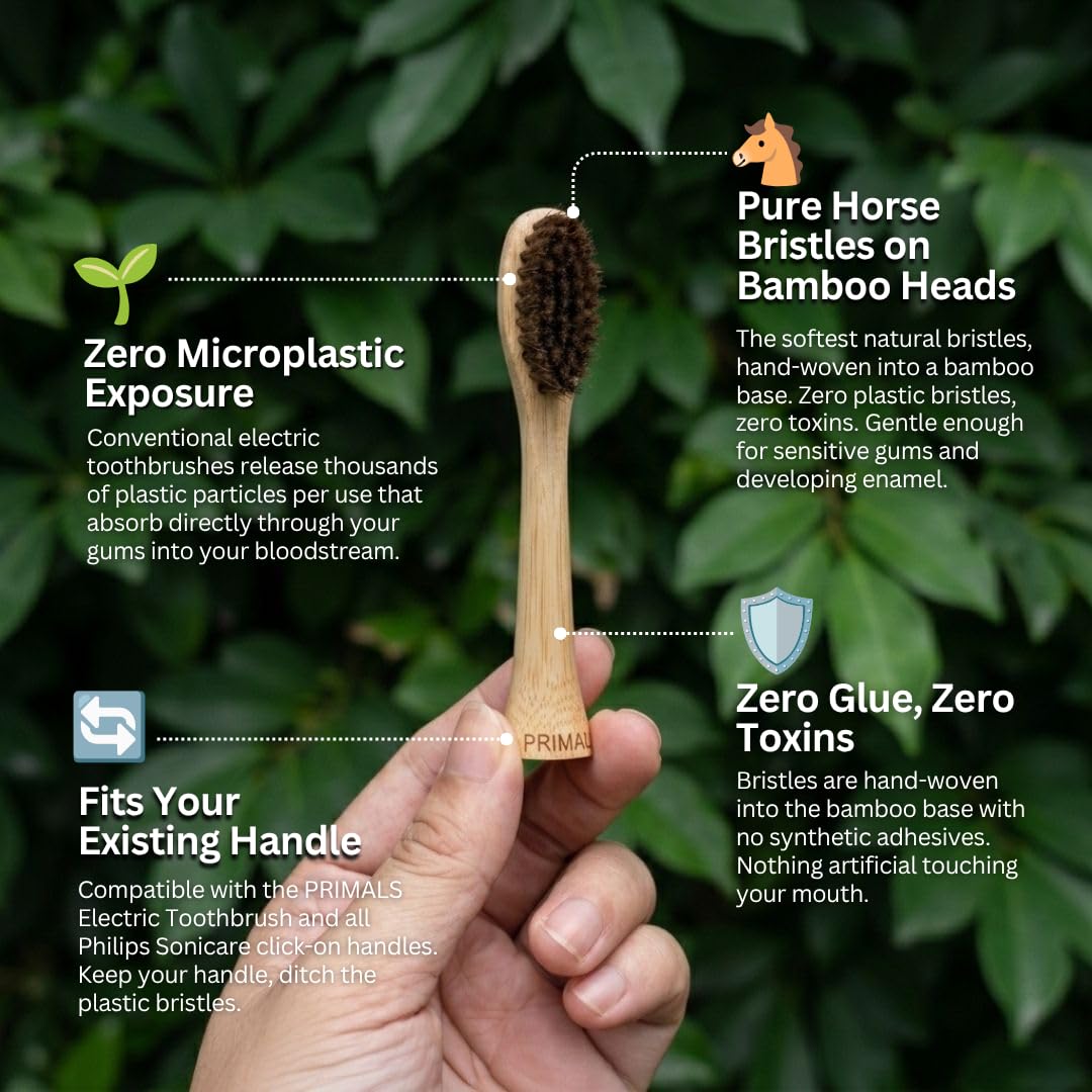 PRIMALS Horse Bristle Electric Toothbrush Replacement Heads - PRIMALS Official Imagery - 3