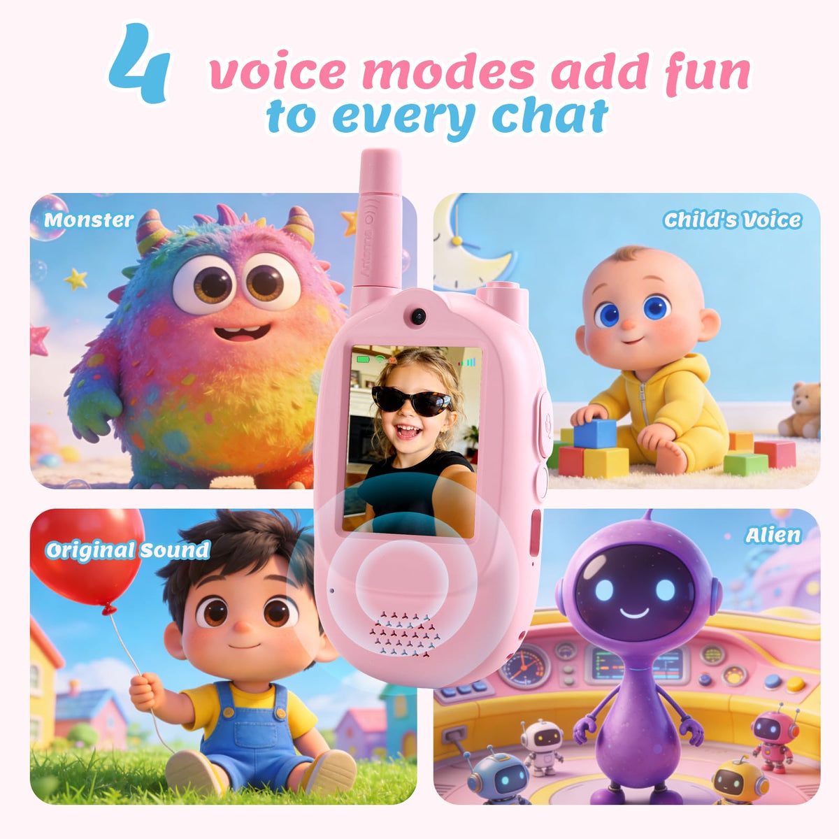 Kids Video Walkie Talkies 2 Pack 5 Hour Talk Time 1600 FT - Zipvac Official Imagery - 5