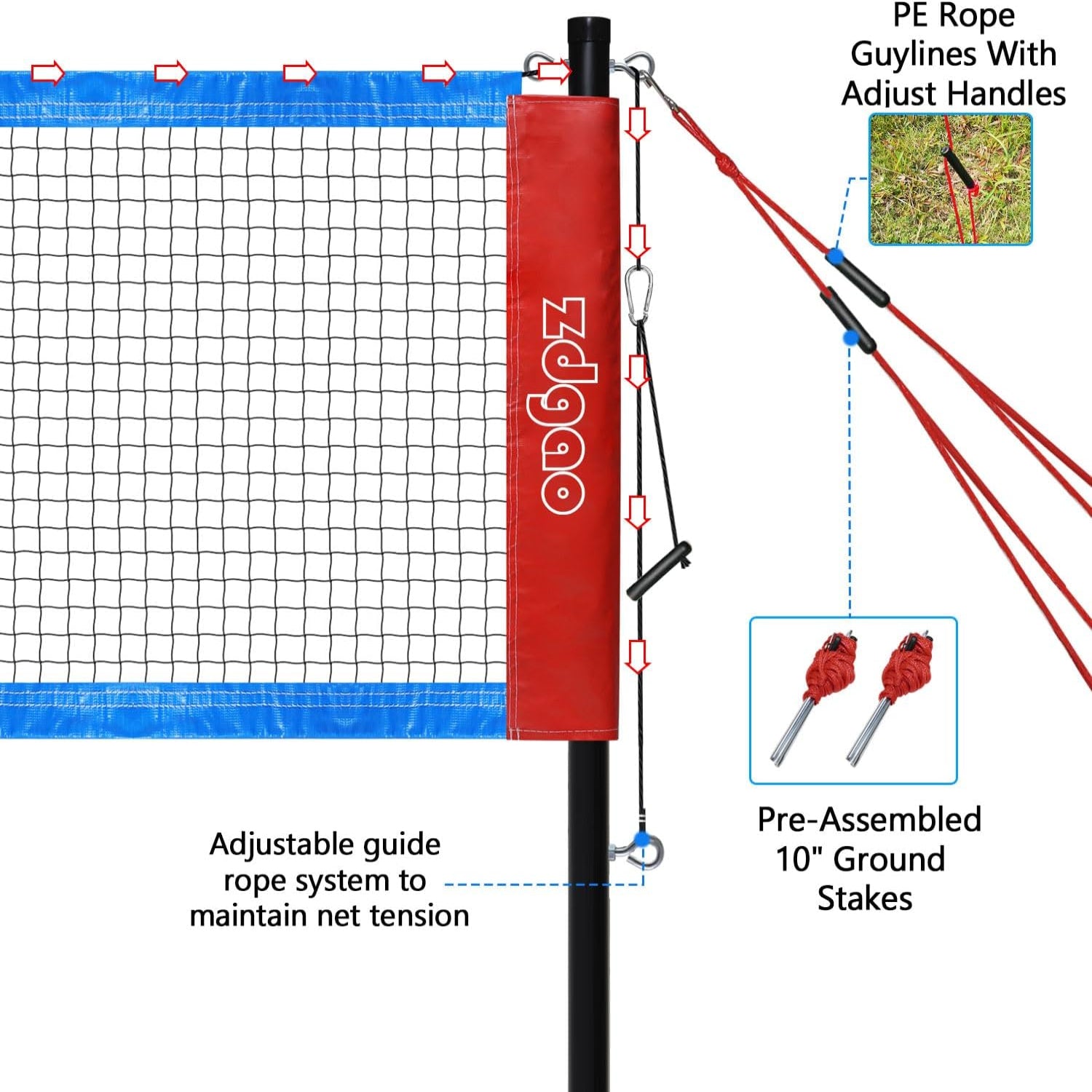 Zdgao portable badminton set with net and rackets for backyard, ideal for outdoor fun and sports activities