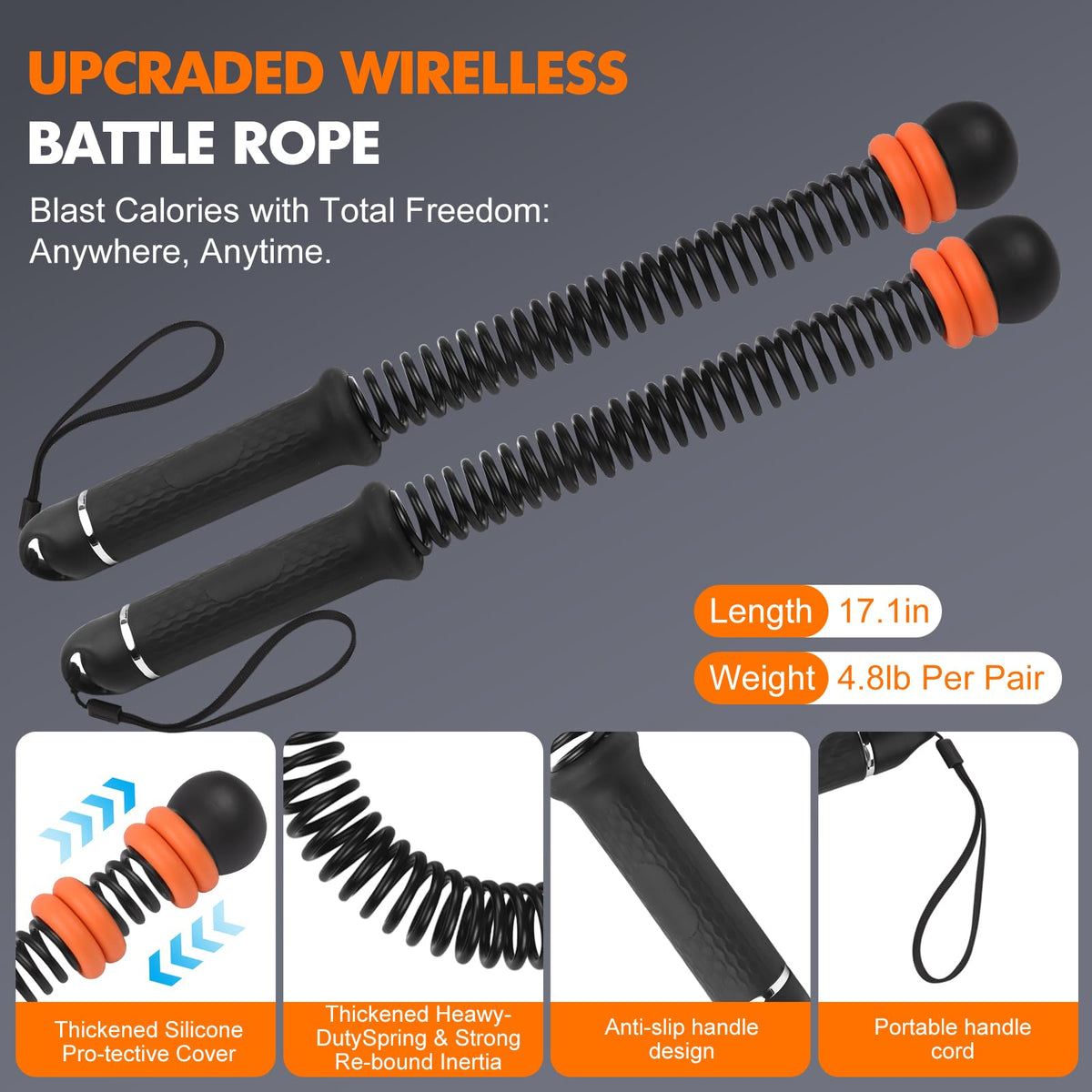 Adjustable Weighted Cordless Battle Ropes for Home Gym HIIT - STARIFC Official Imagery - 7