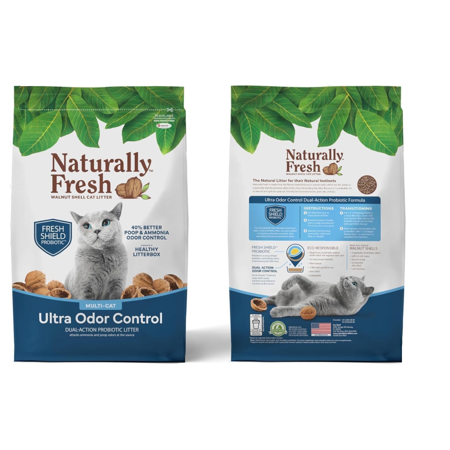 Naturally Fresh Ultra Odor Control Clumping Cat Litter in 30 lb. bag, natural and biodegradable with clumping and odor control features.