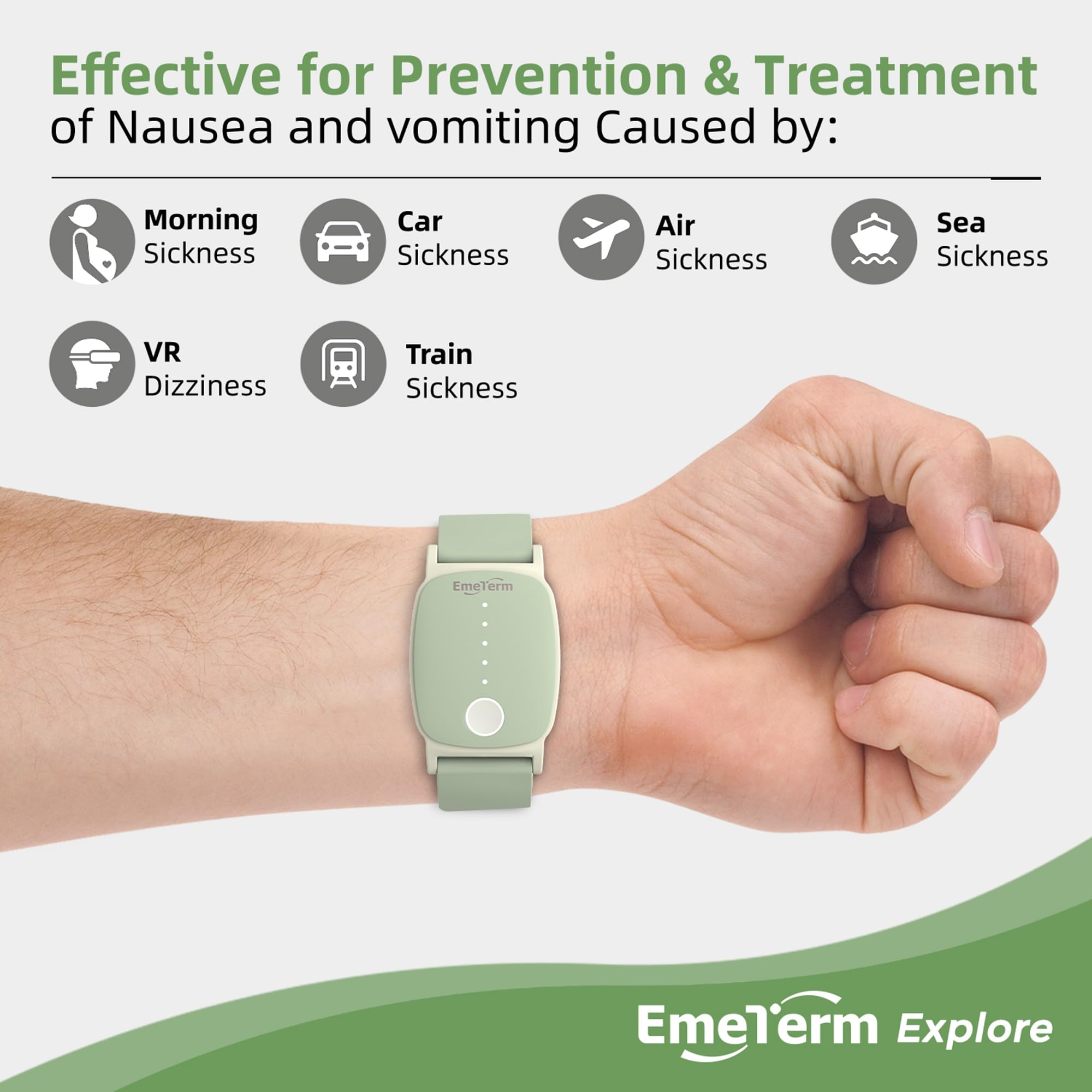 EmeTerm Explore Classic FDA-Cleared Anti-Nausea Wristband IP67 Waterproof Mornin - EmeTerm Official Product View 3