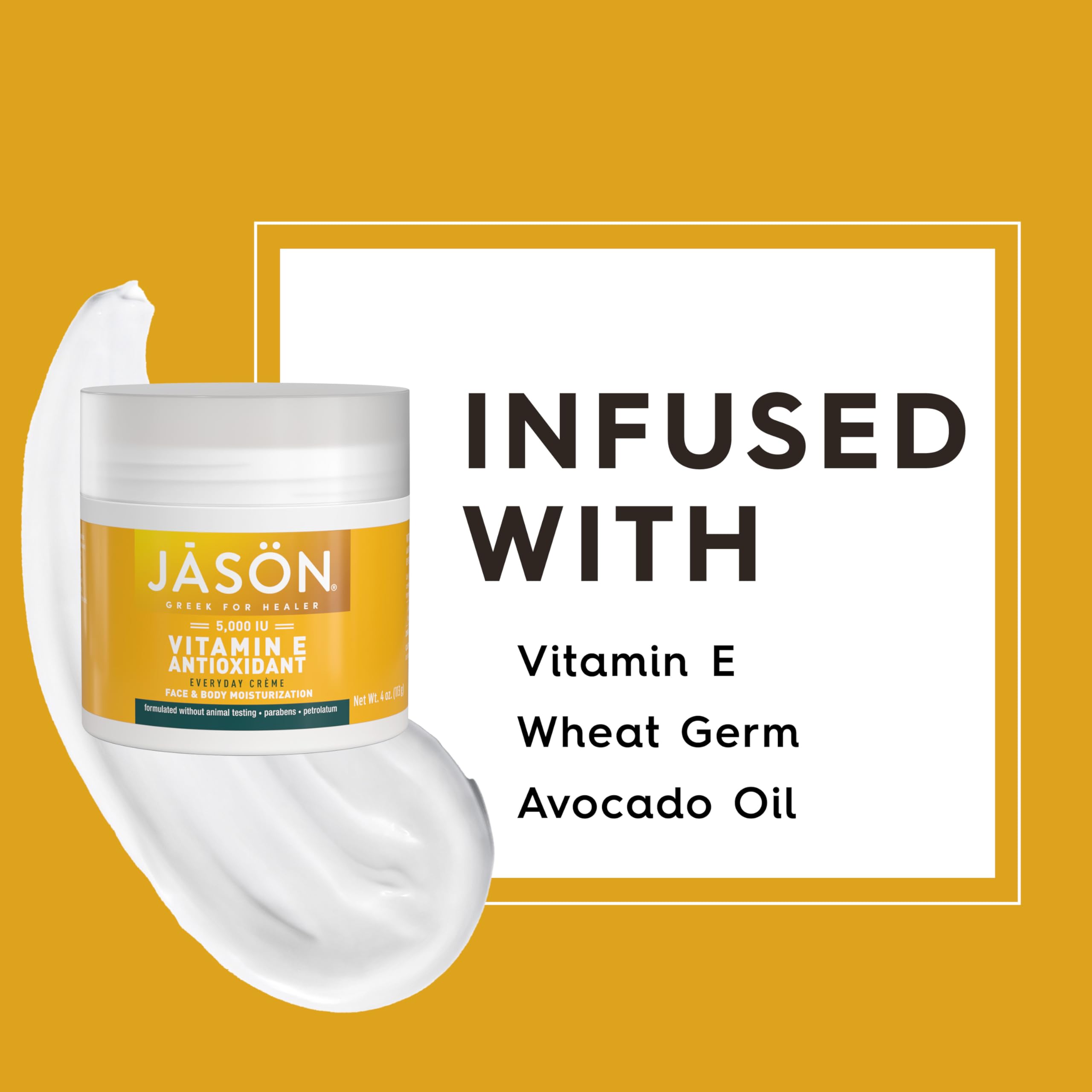 JASON Vitamin E 5,000 IU Moisturizing Crème, For Face and Body, - JASON