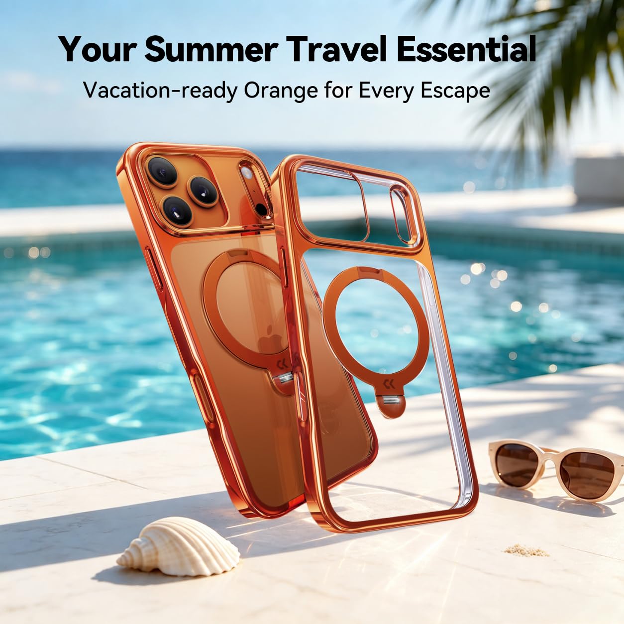 CASEKOO Glossy Orange 360 Spin Magnetic Stand for iPhone 17 - CASEKOO Official Imagery - 3