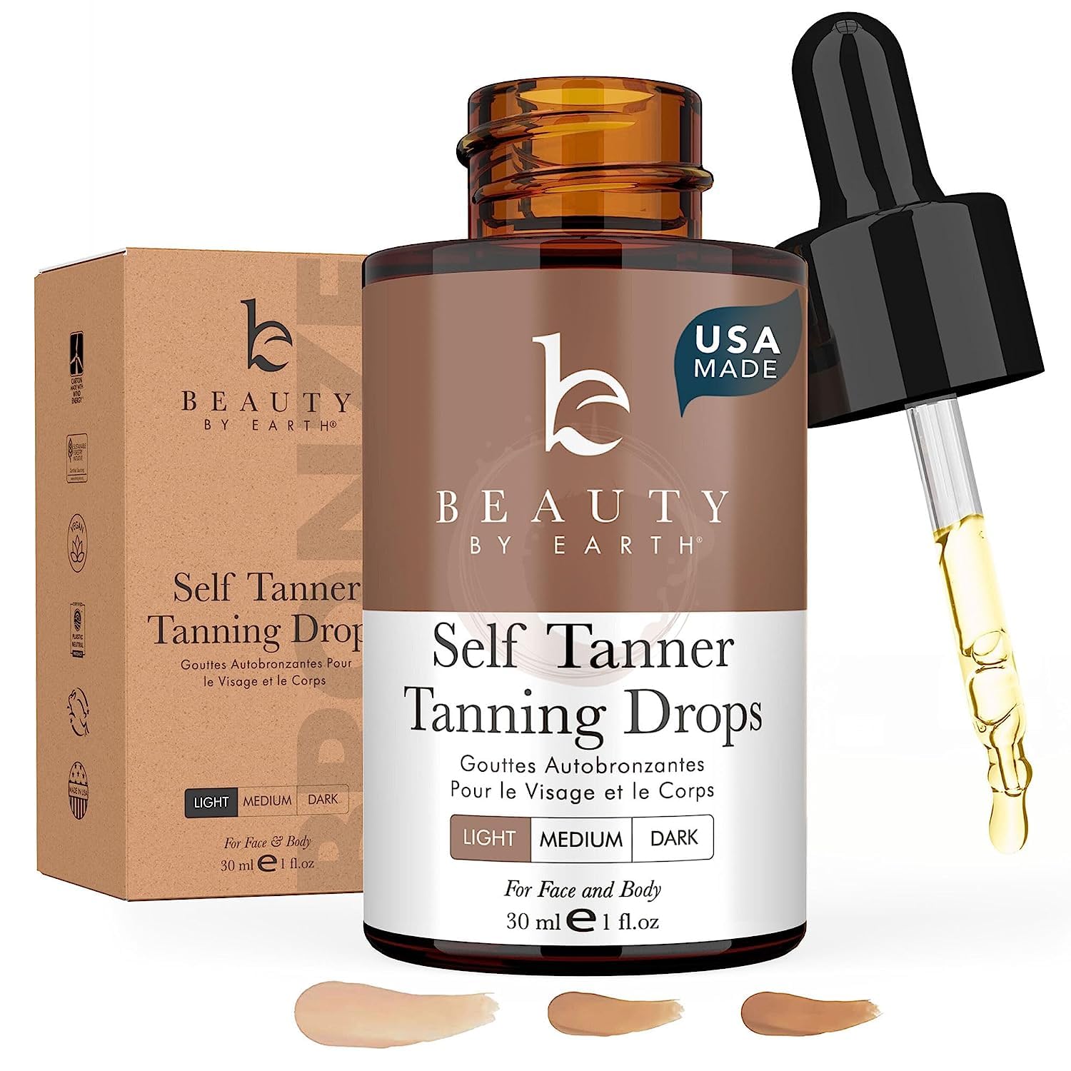 Self Tanning Drops for Face - USA Made with Organic & Natural Ingredients - Beauty by Earth Official Product View 10