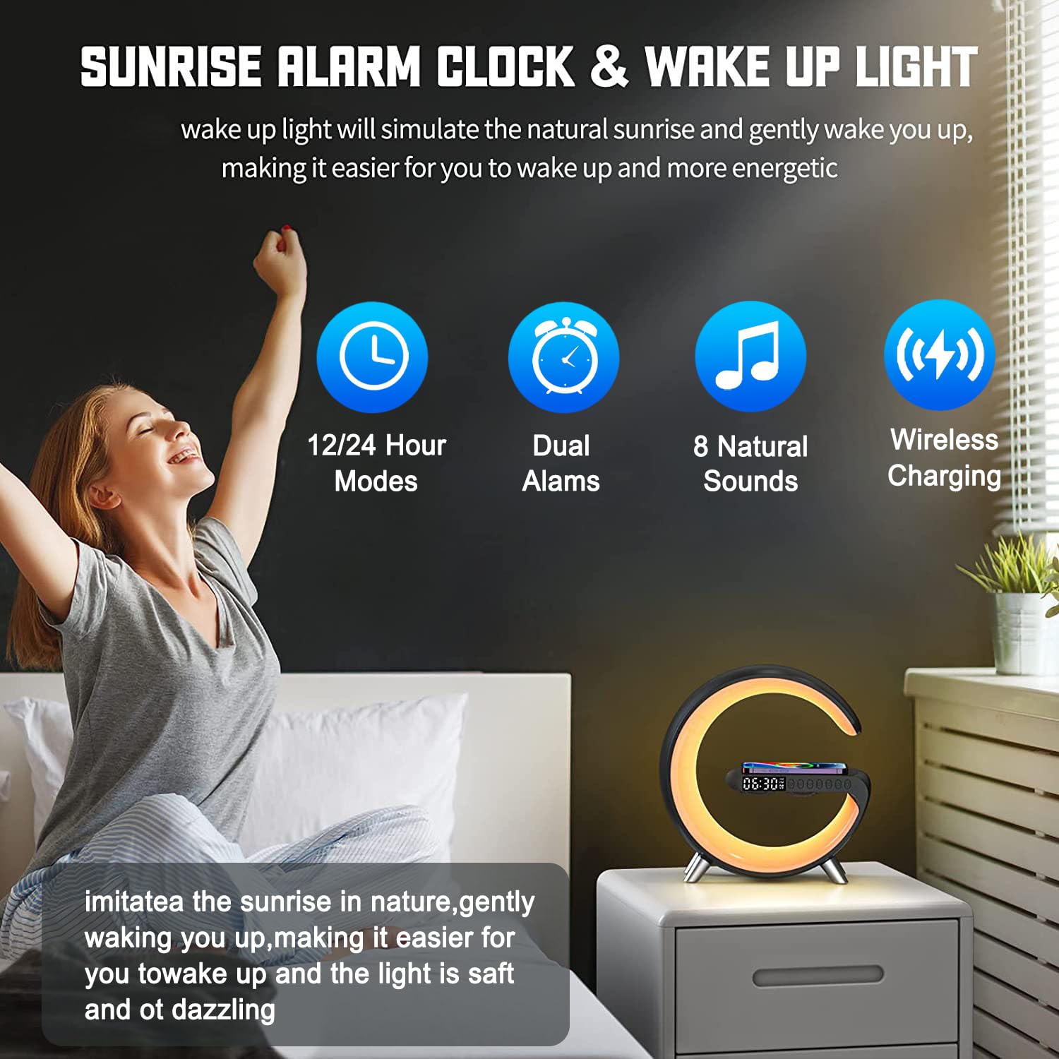 ALYNIC Smart LED Table Lamp, 4-in-1 Wireless Charger, Night Light - ALYNIC Official Product View 3
