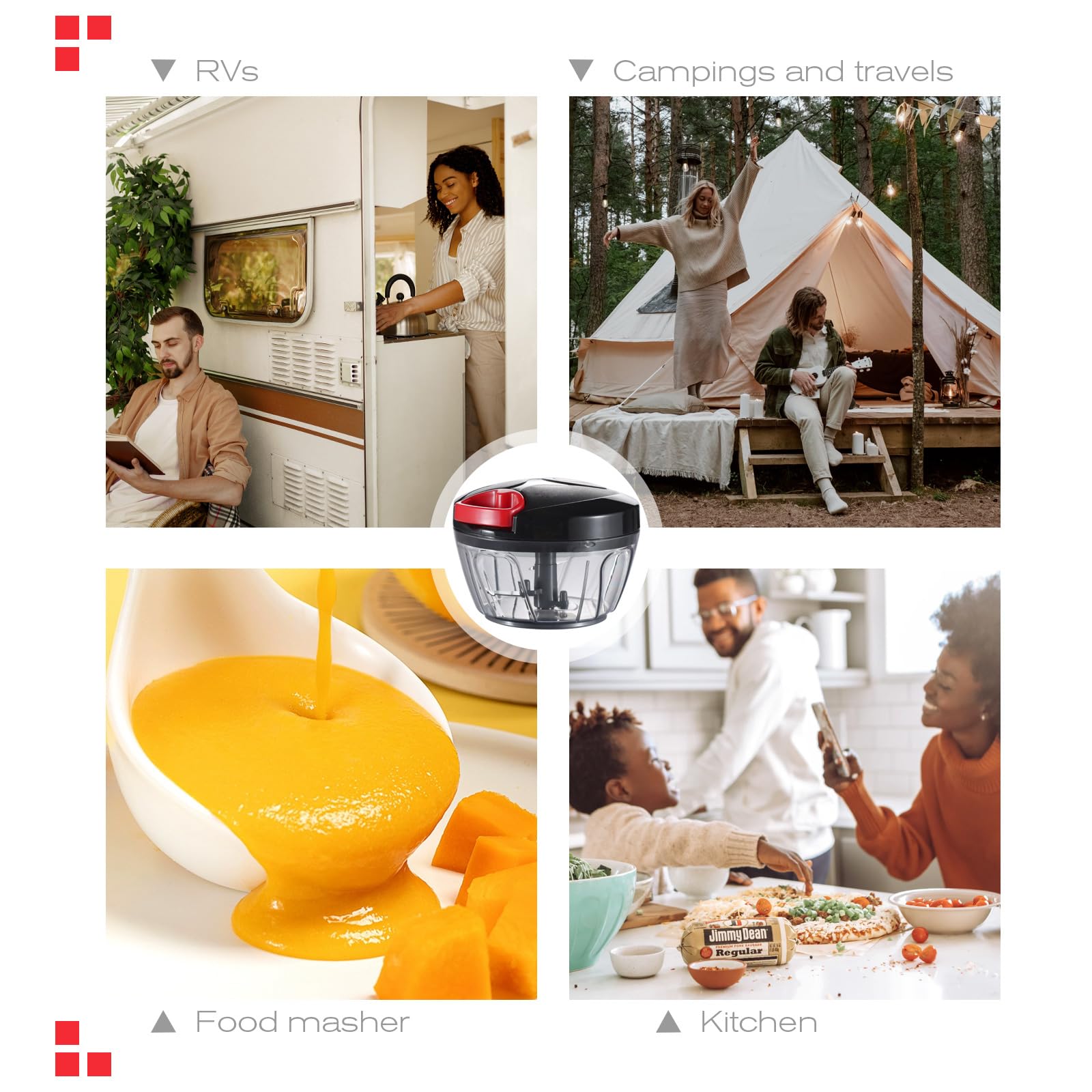 Ourokhome Manual Food Processor Vegetable Chopper, Portable Hand - Ourokhome Official Product View 7