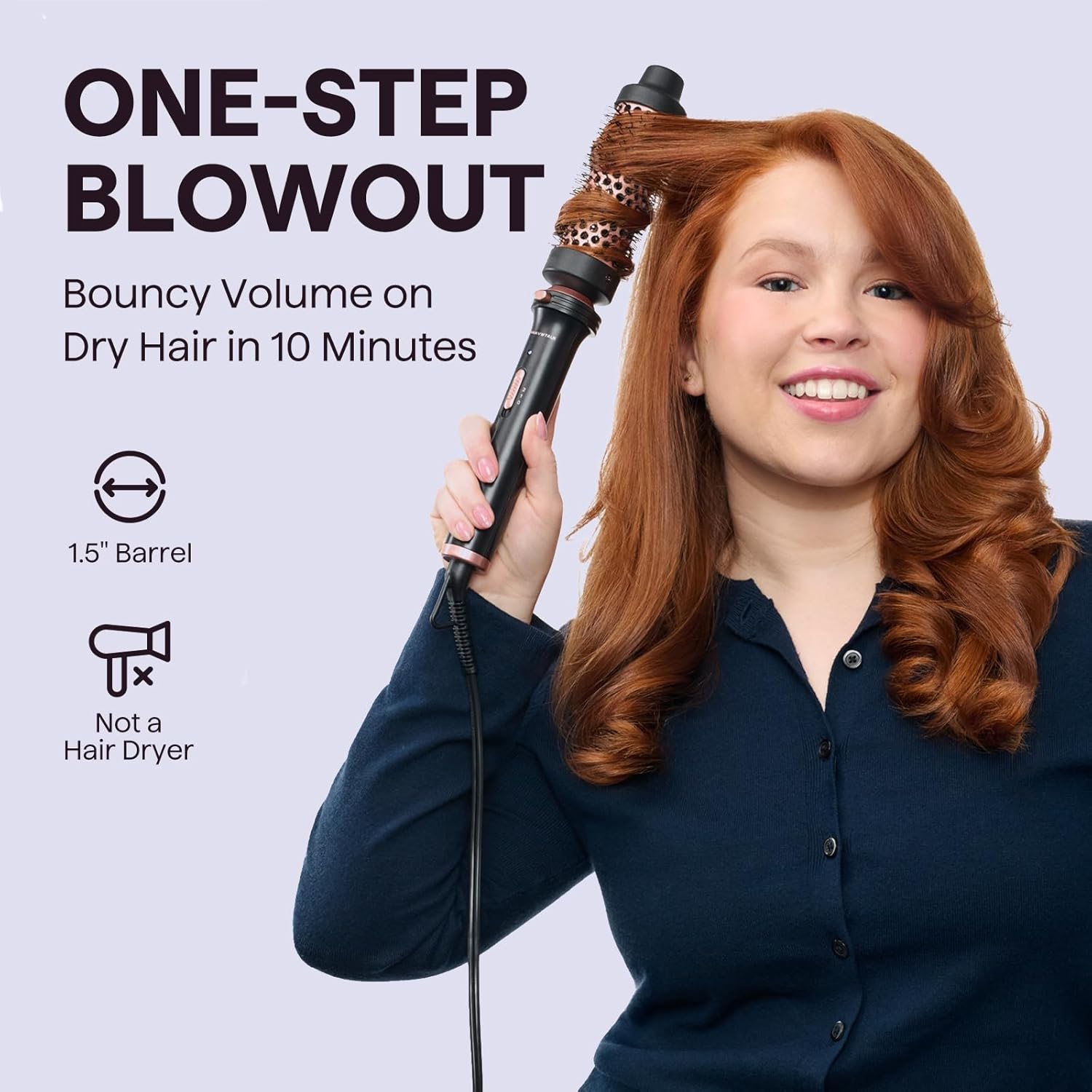 Wavytalk 1.5-inch heated round thermal brush with detachable head for styling and volumizing hair.