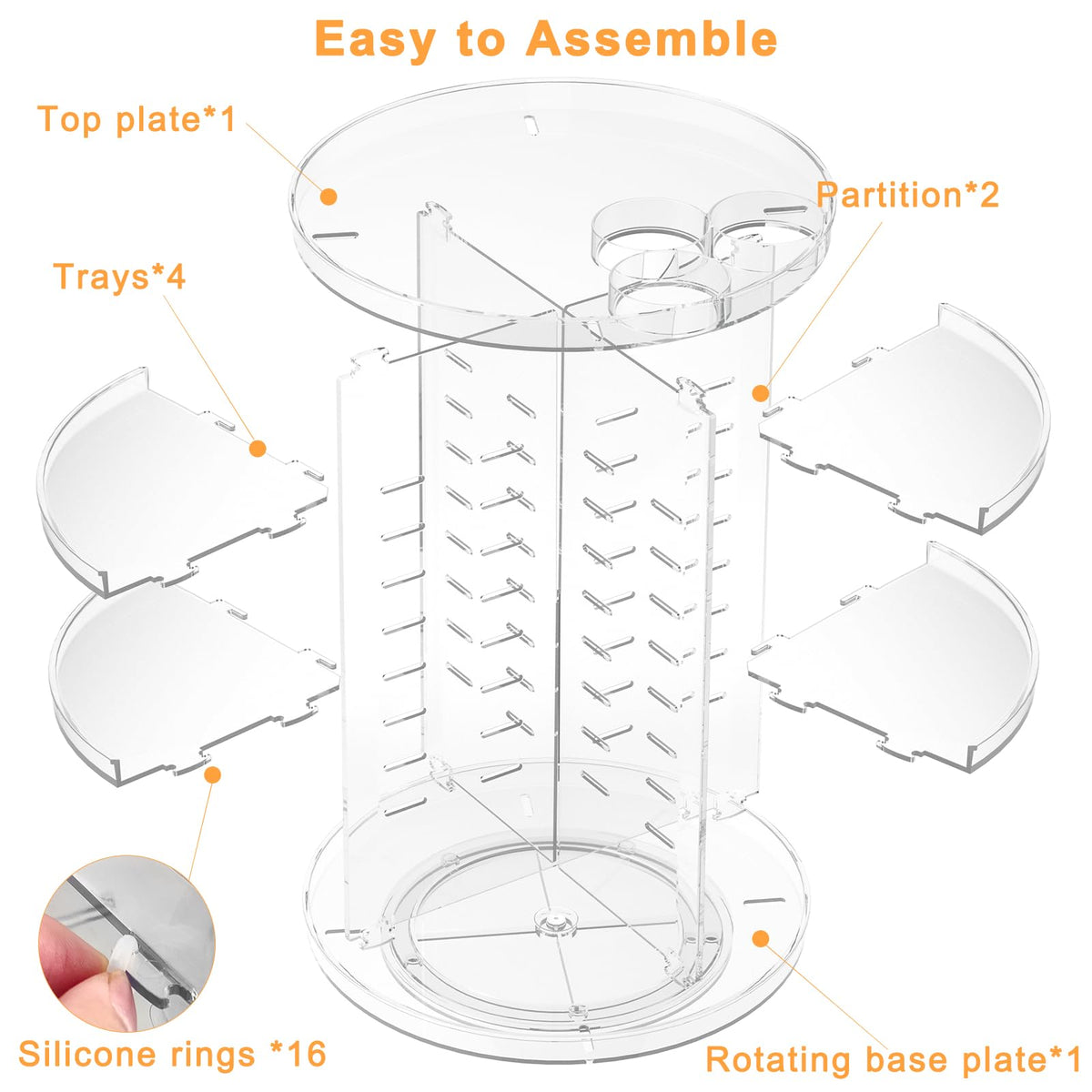 Rotating Makeup Organizer DIY 8 Adjustable Layers Spinning - Jiavarry Official Imagery - 8