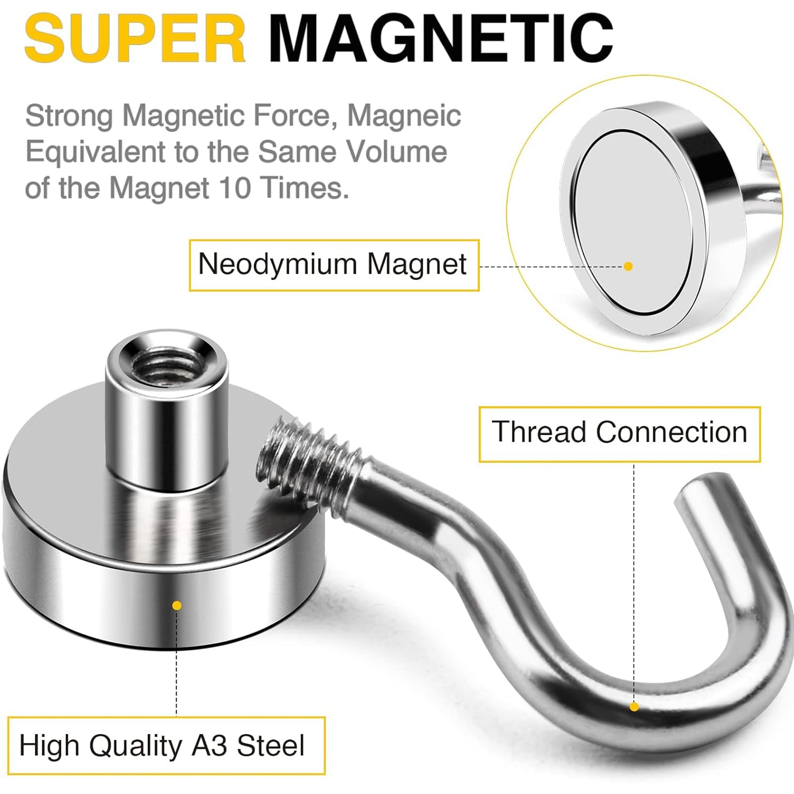 DIYMAG Magnetic Hooks 20pcs 30lbs+ Cruise Essentials 2026 Magnet by DIYMAG - Angle View 7
