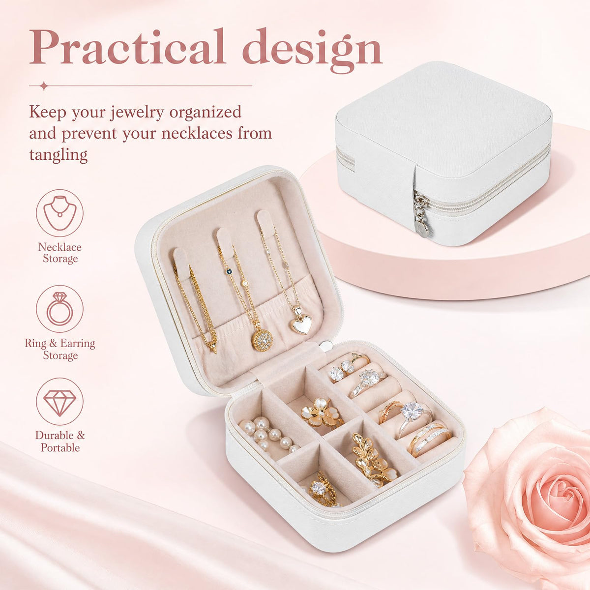 16 Pcs Mini Travel Jewelry Case PU Leather Jewelry Box - moheaaei Official Imagery - 6