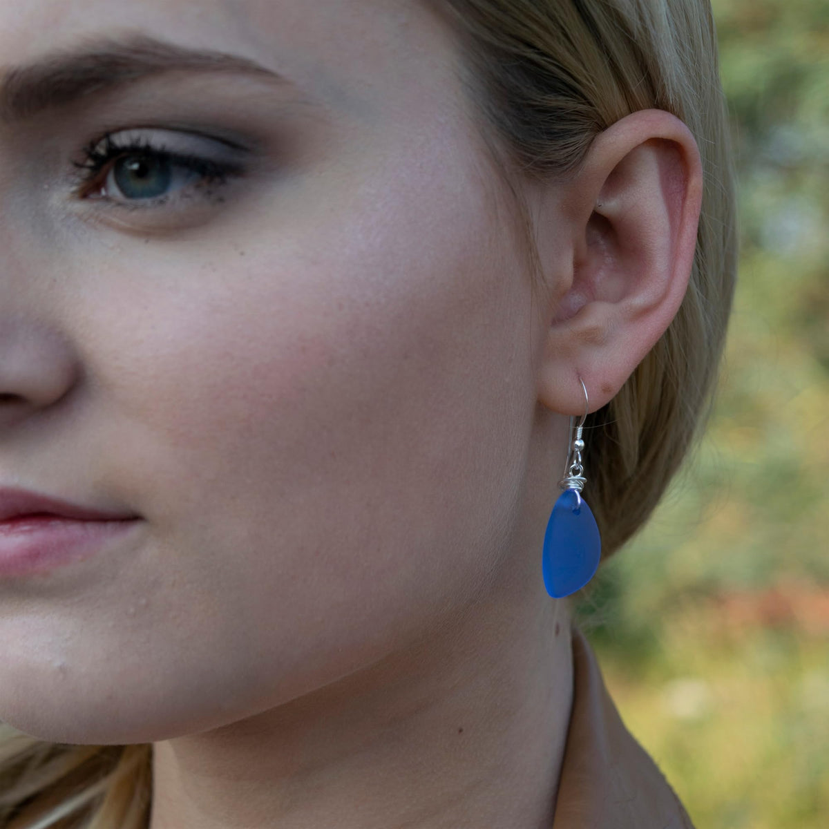 Popular Recycled Sea Glass Earrings on Sterling Silver Hooks - Aimee Tresor Official Imagery - 3