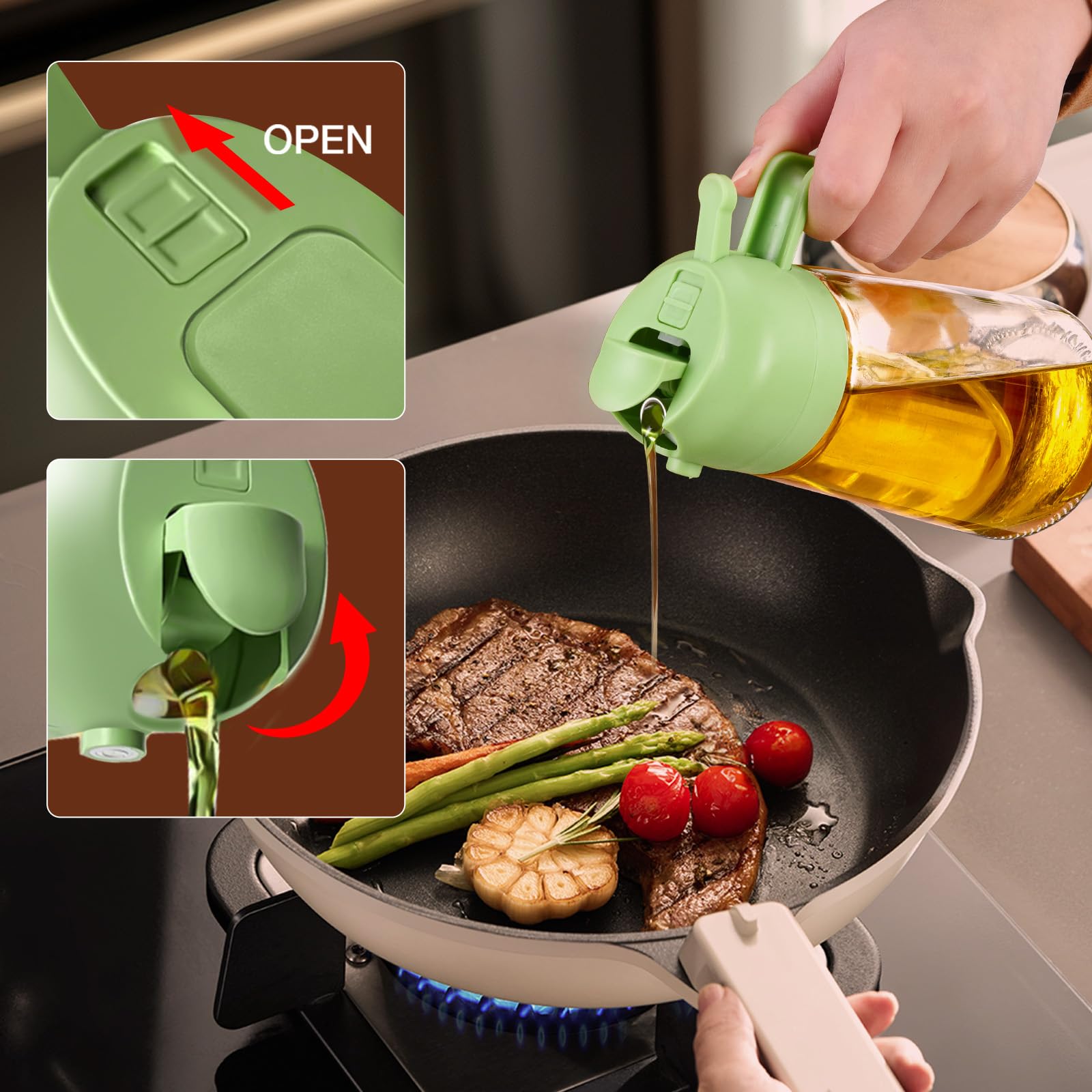 YARRAMATE 16oz/470ml Glass Olive Oil Sprayer for Cooking with Sti - YARRAMATE Official Product View 8