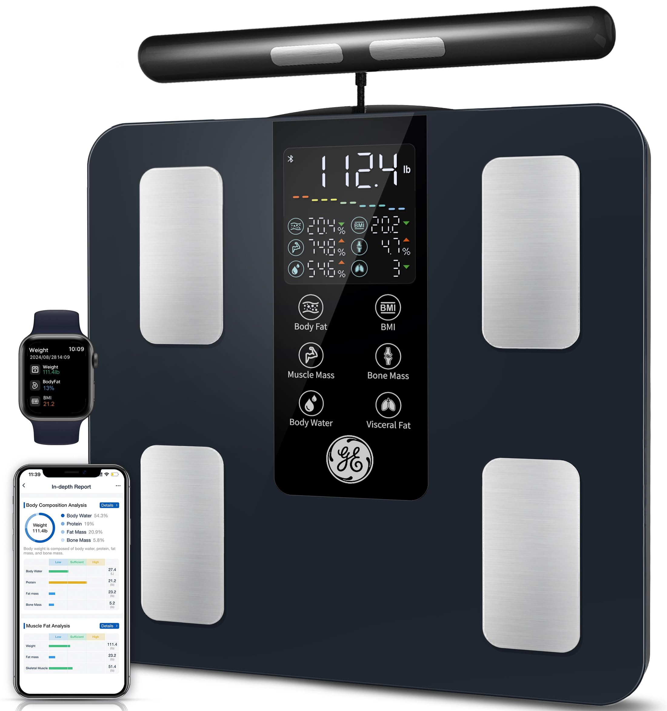 GE Smart Scale for Body Weight: Full Body Composition Analyzer, - Product Imagery
