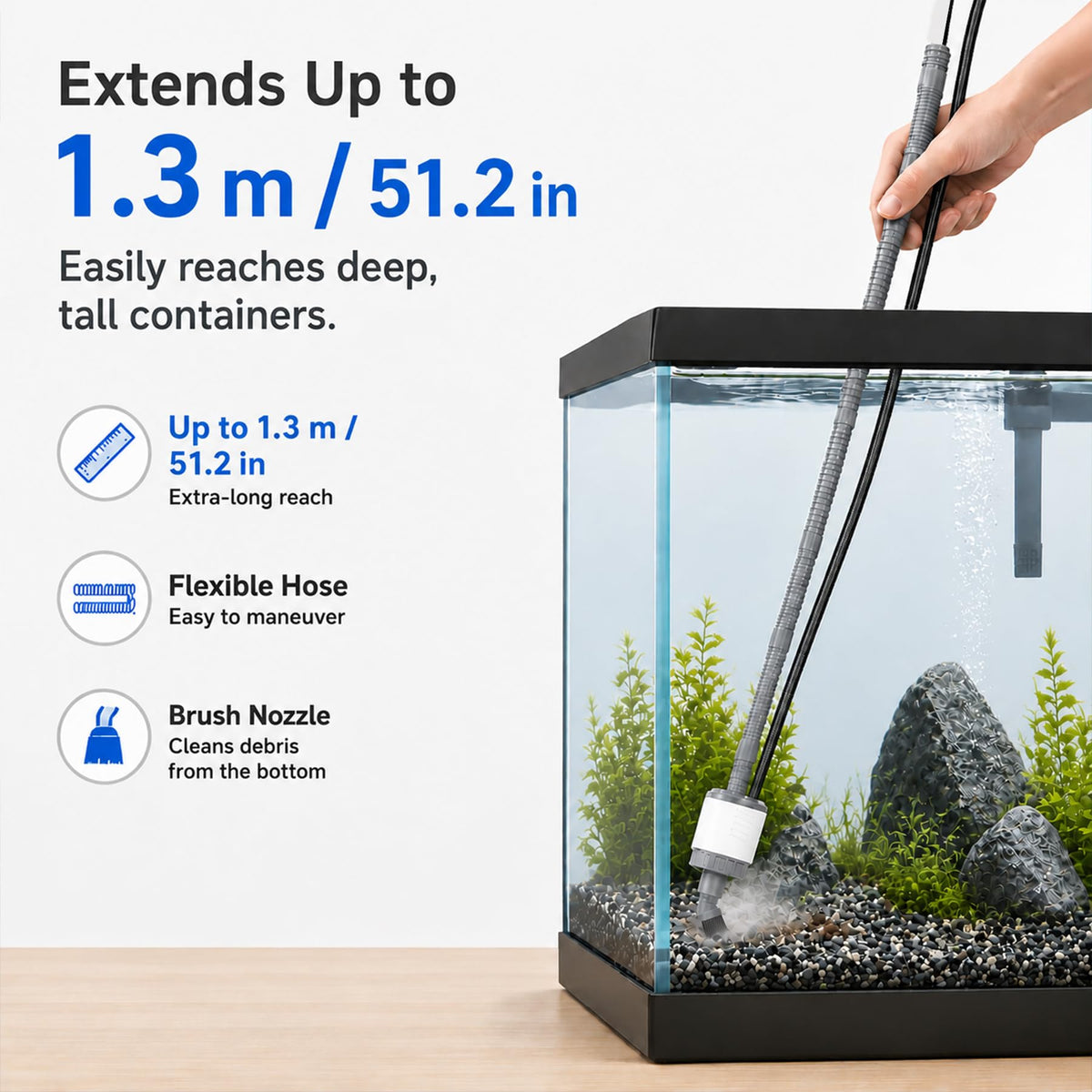 Electric Aquarium Gravel Cleaner 30W Fish Tank Vacuum - Vehipa Official Imagery - 7