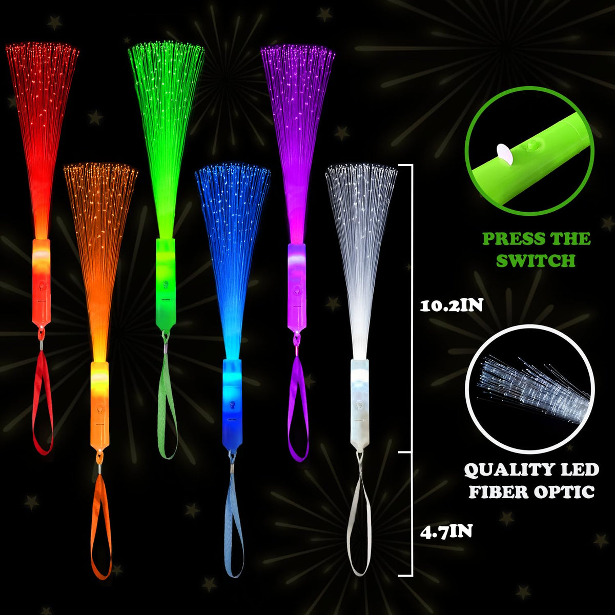 Halloween Glow Fiber Optic Lights Bulk 24 Pcs Light Up Party - Wondrus Official Imagery - 4