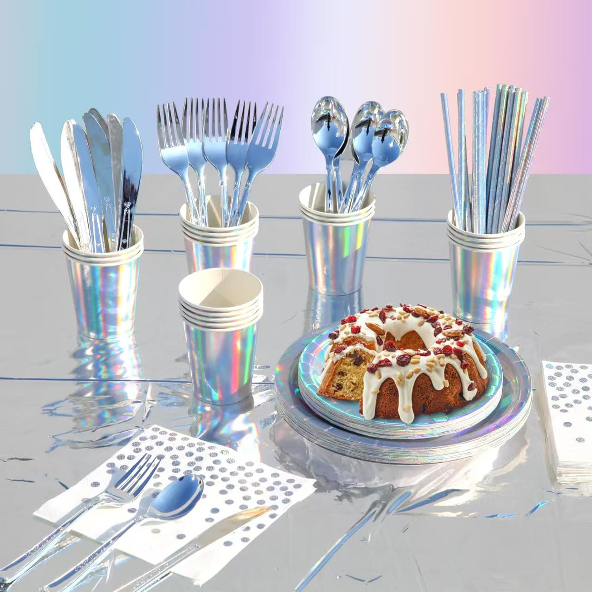 201 piece disposable party tableware set with paper plates - Zyzyphor Official Imagery - 5