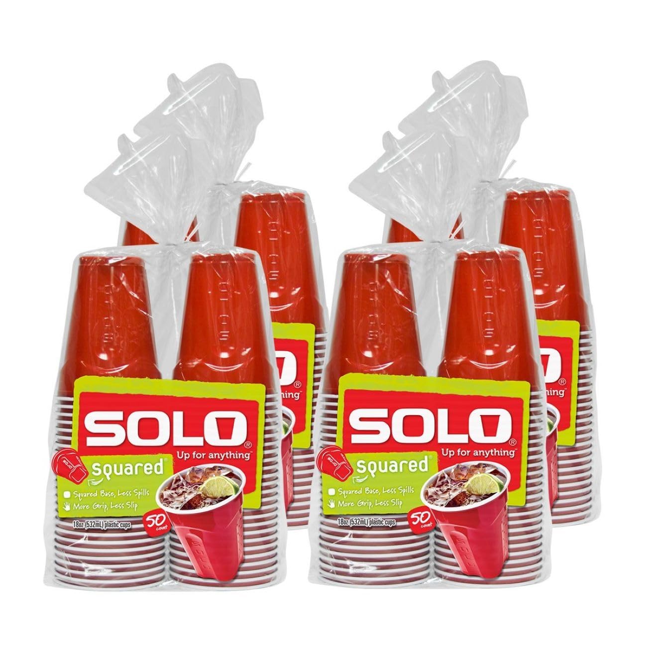SOLO Cup Company Red Squared Plastic Party, 18 Ounce, 200 Count, - Product Imagery