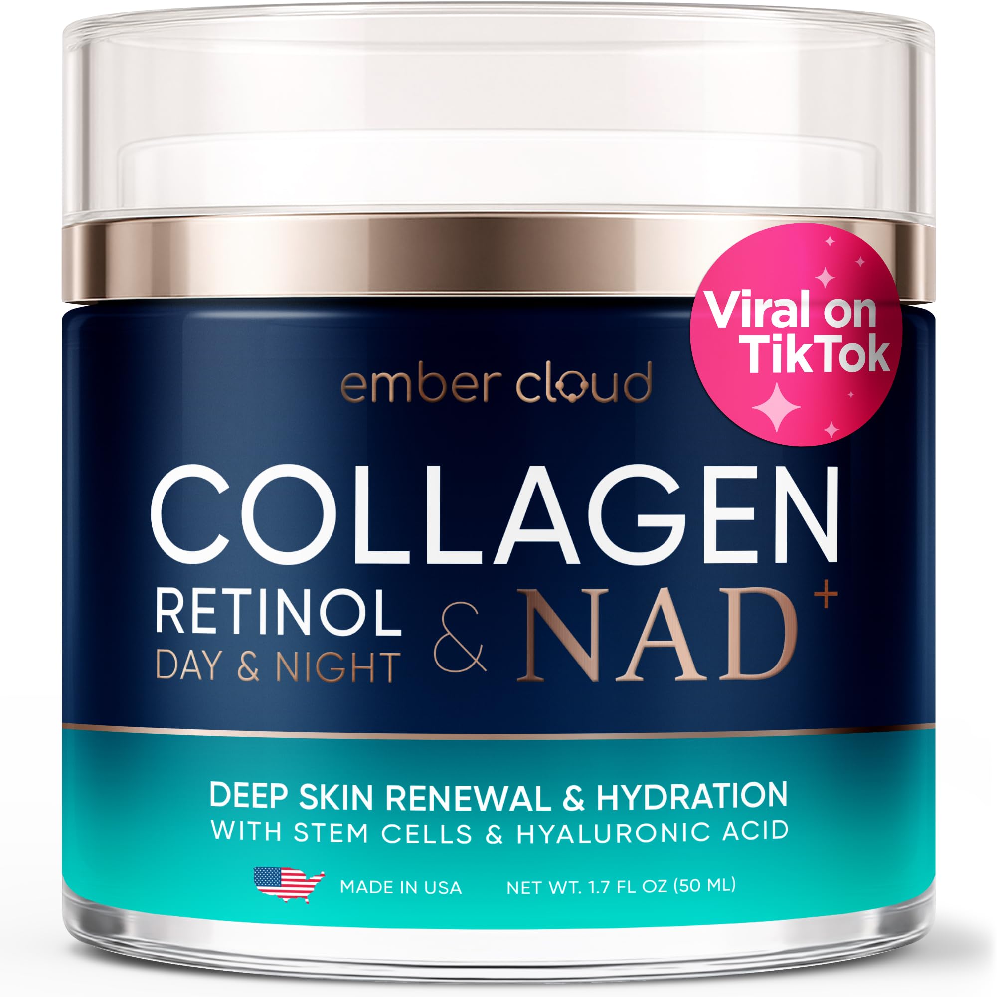 Collagen Stem Cell Cream with Retinol, Hyaluronic Acid 1.7 Oz - Ember Cloud